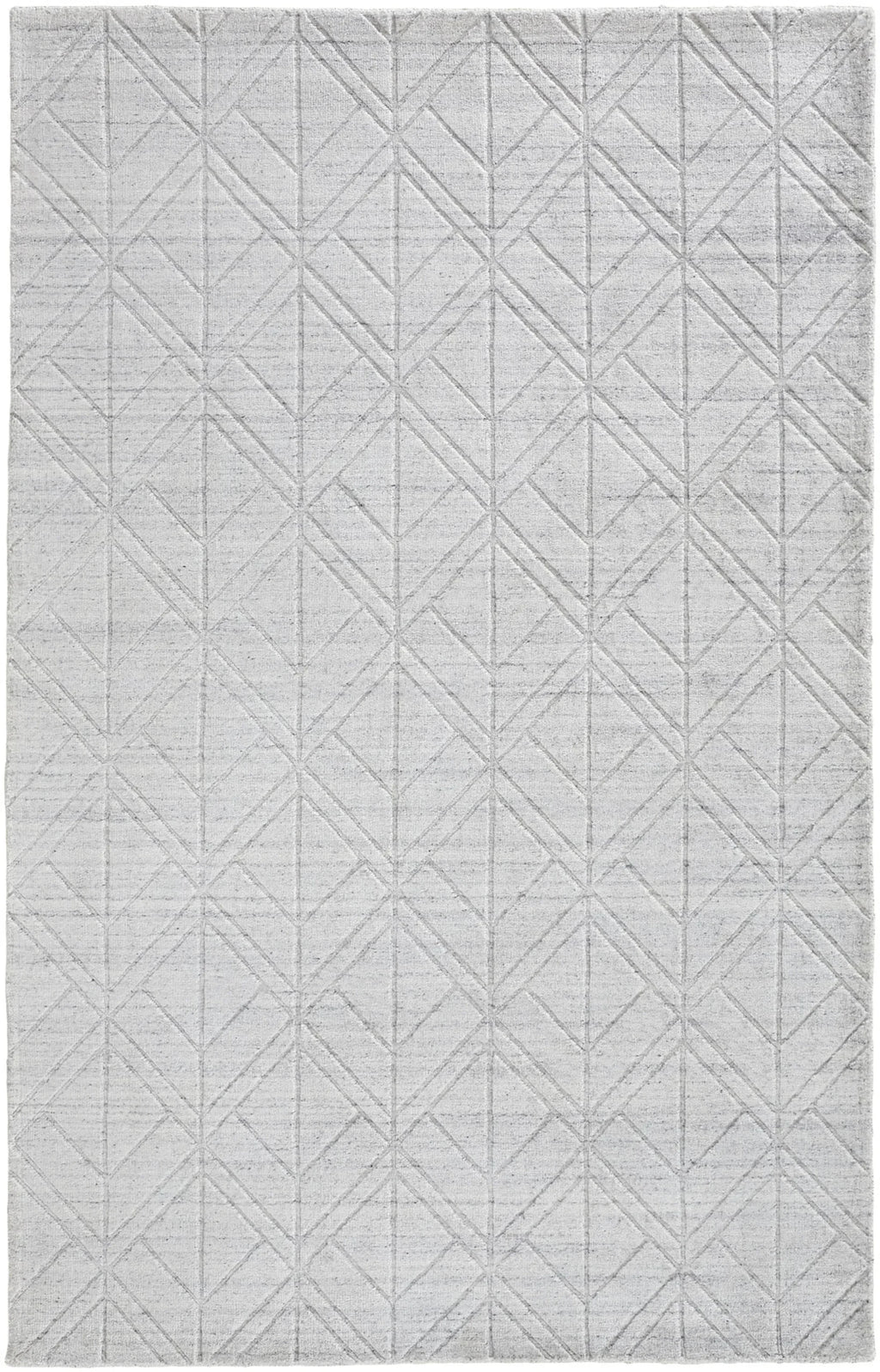 4′ X 6′ White and Silver Geometric Hand Woven Area Rug — view 2