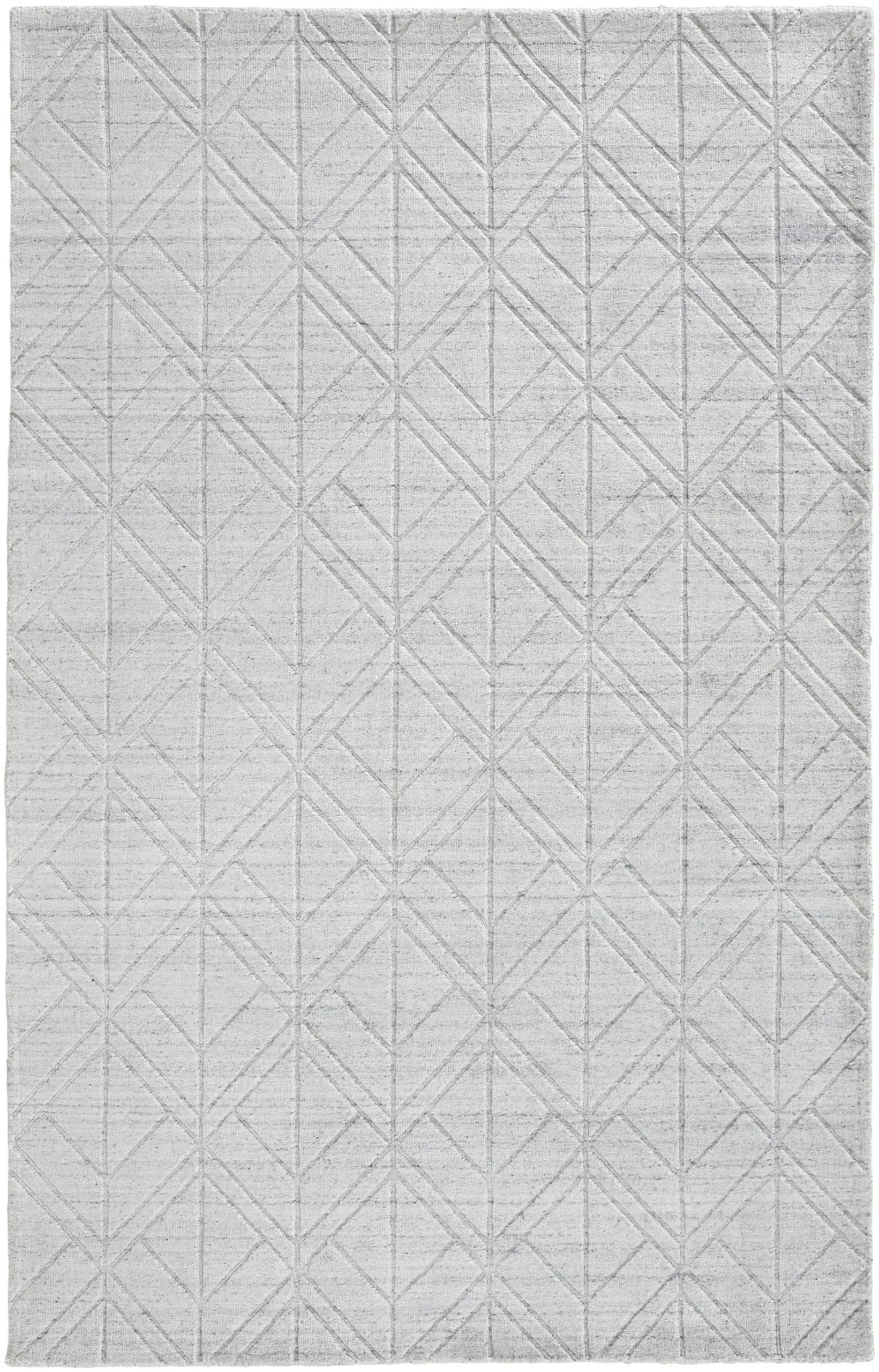 4′ X 6′ White and Silver Geometric Hand Woven Area Rug — view 2