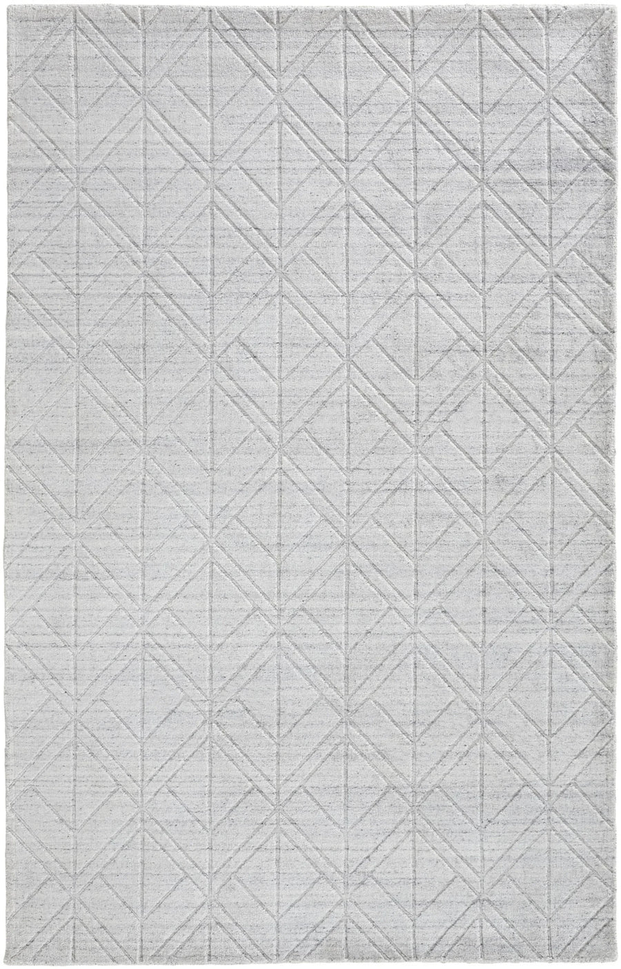 4′ X 6′ White and Silver Geometric Hand Woven Area Rug — view 2