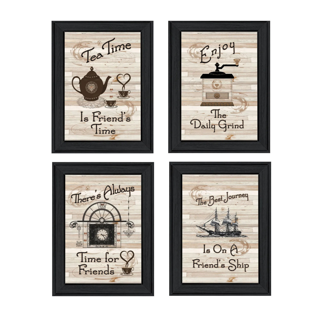 Set Of Four Friendship 1 Black Framed Print Kitchen Wall Art — view 2
