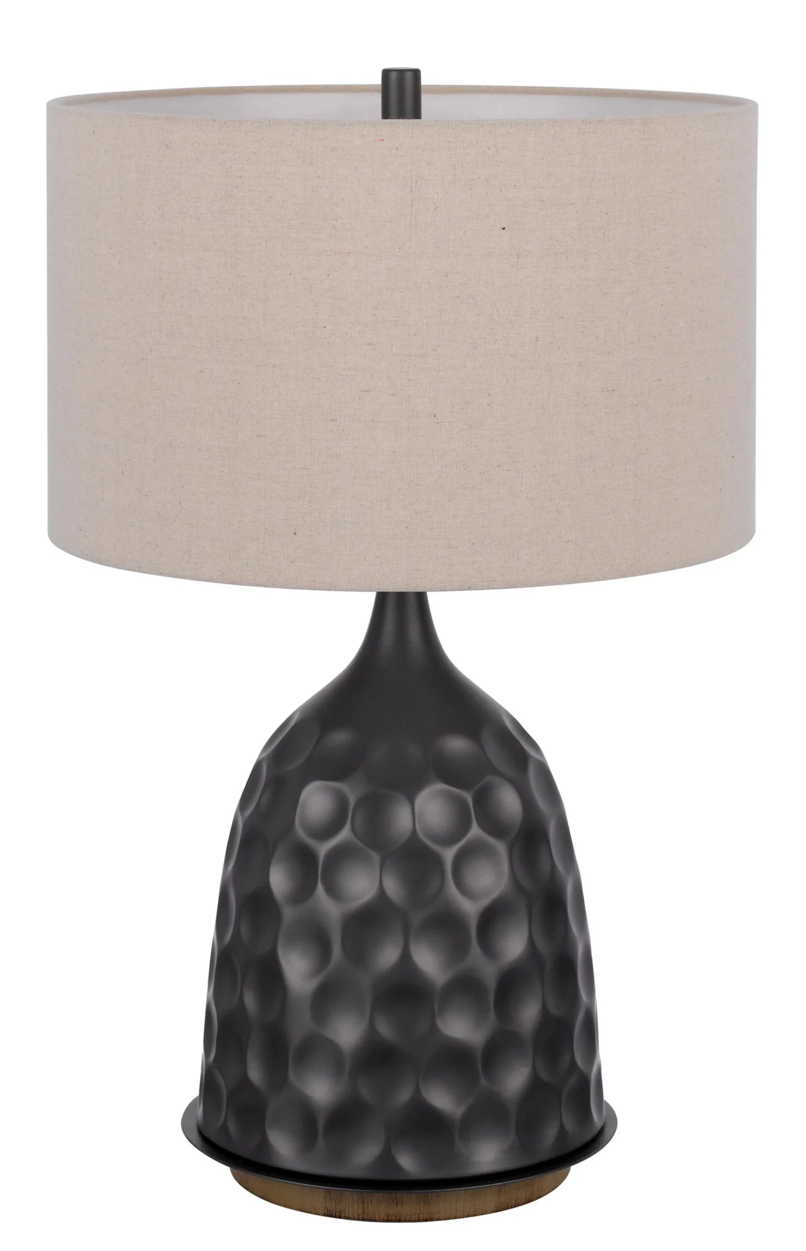 29″ Gray Metal Table Lamp With Brown Drum Shade — view 2