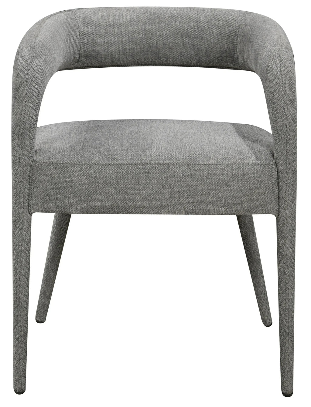 Set of Two Dark Gray Upholstered Linen Open Back Dining Side Chairs — view 4