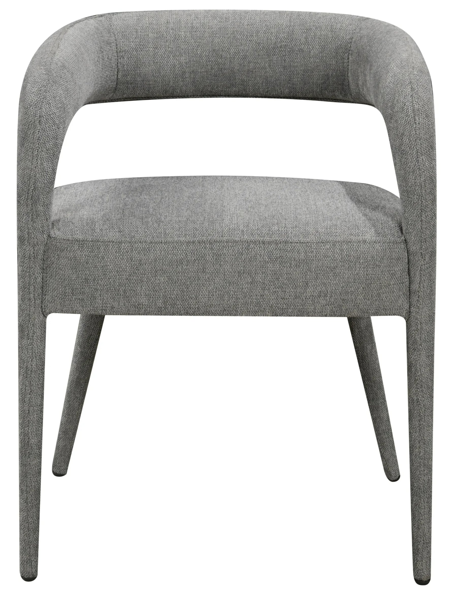 Set of Two Dark Gray Upholstered Linen Open Back Dining Side Chairs — view 4