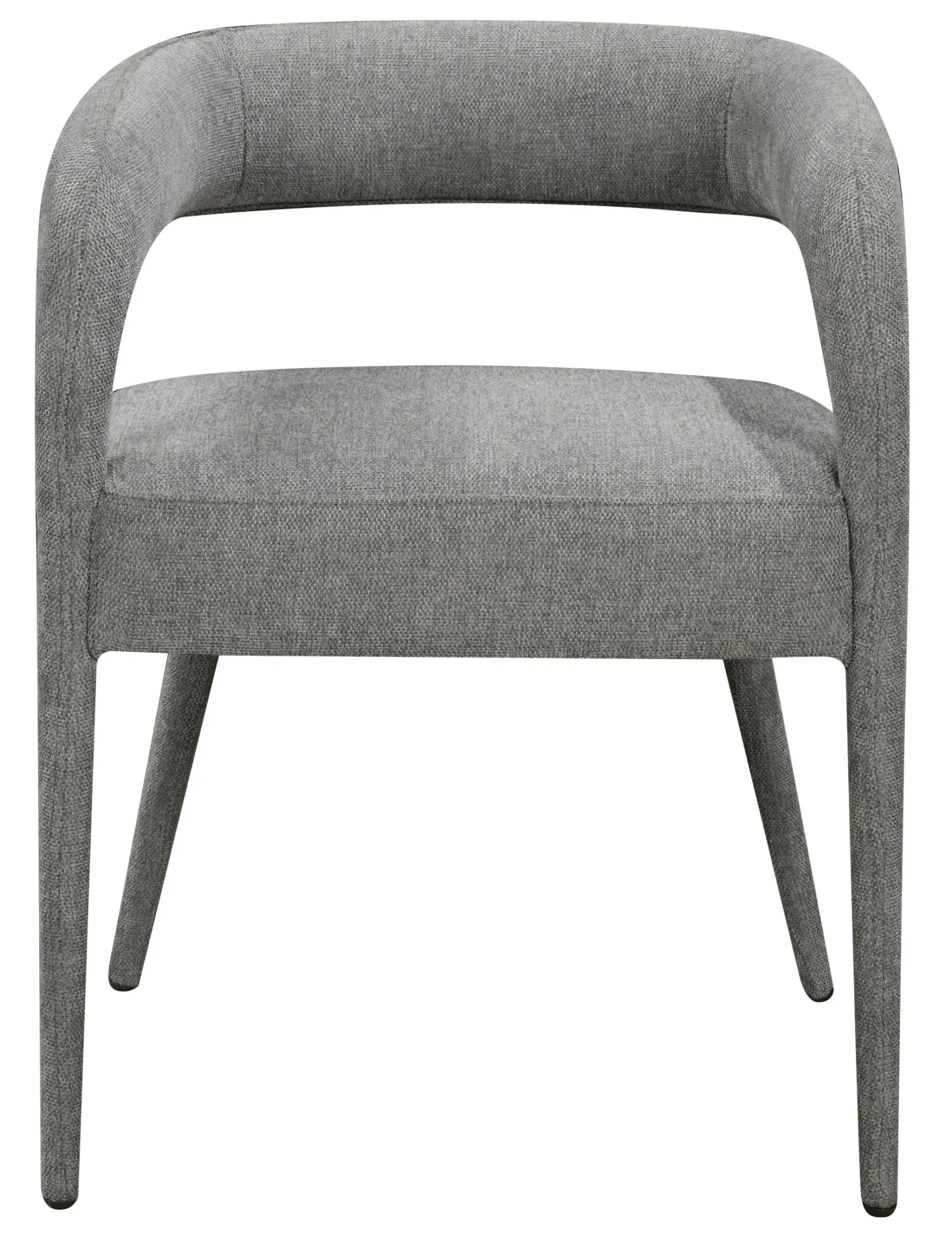 Set of Two Dark Gray Upholstered Linen Open Back Dining Side Chairs — view 4