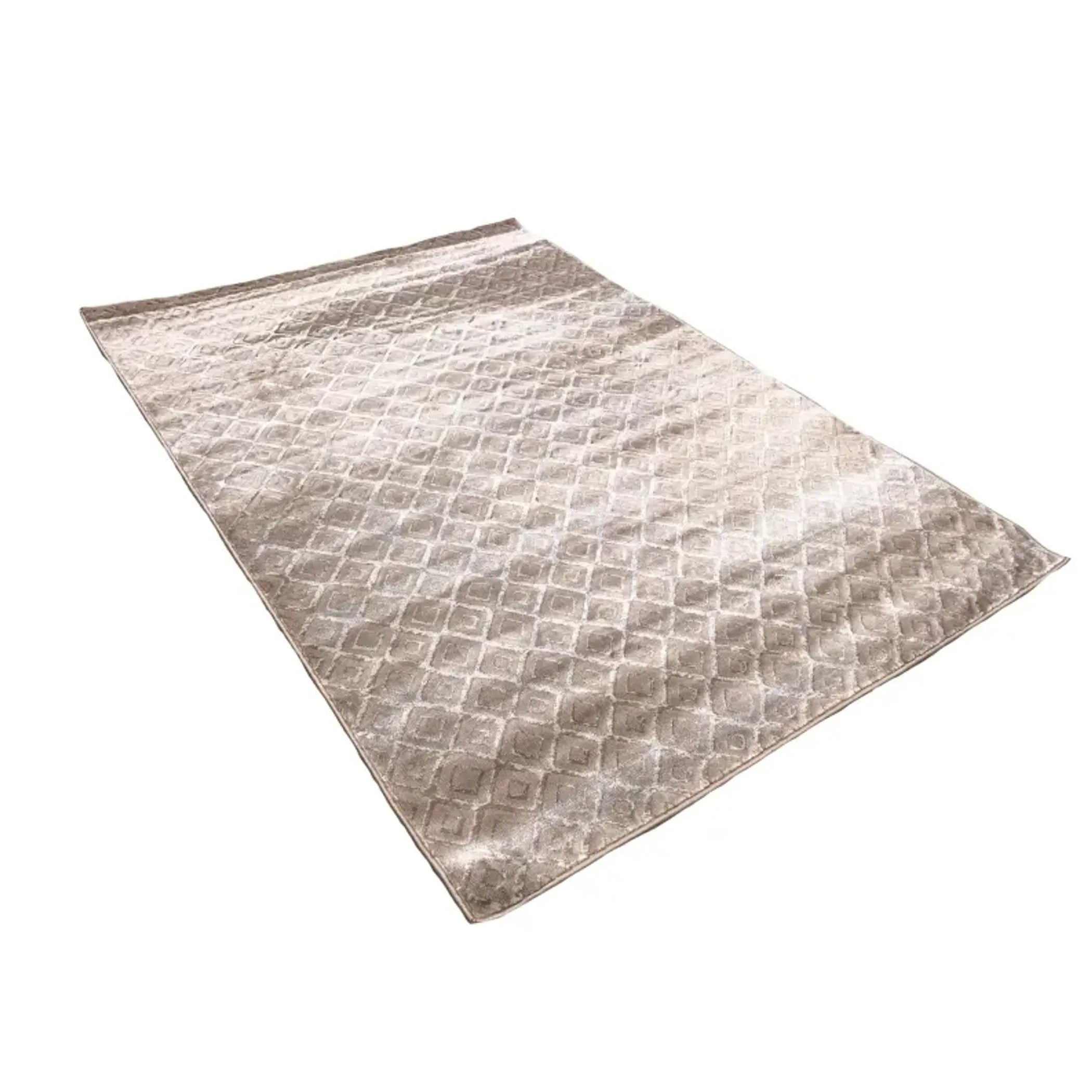 7’10” x 10’3″ feet Dark Beige Geometric Silky Glam Area Rug