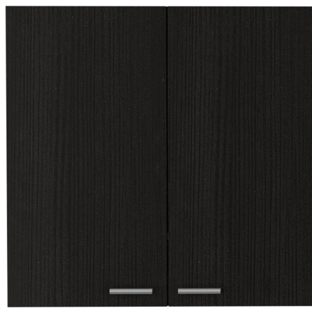 59″ Black Wood Wall mounted Accent Cabinet With Five Shelves — view 4