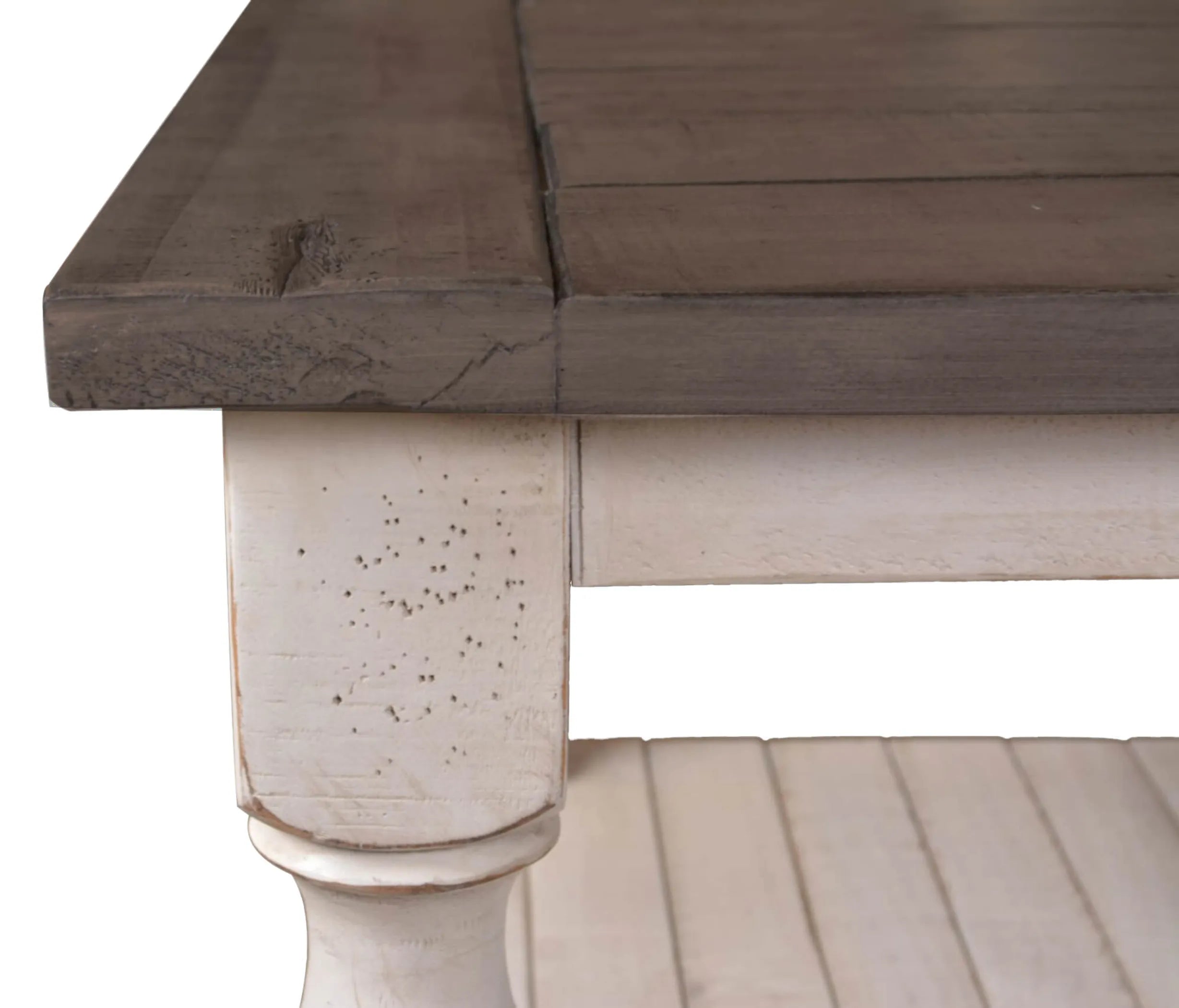 Sunset Trading Rustic French Rectangular Side End Table | Distressed White and Brown Solid Wood | Living Room Furniture — vi…