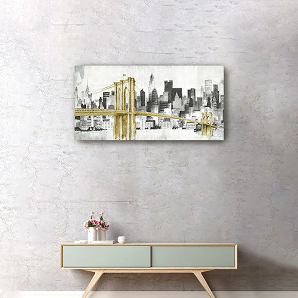 Nyc Golden Bridge Skyline Unframed Print Wall Art — view 4