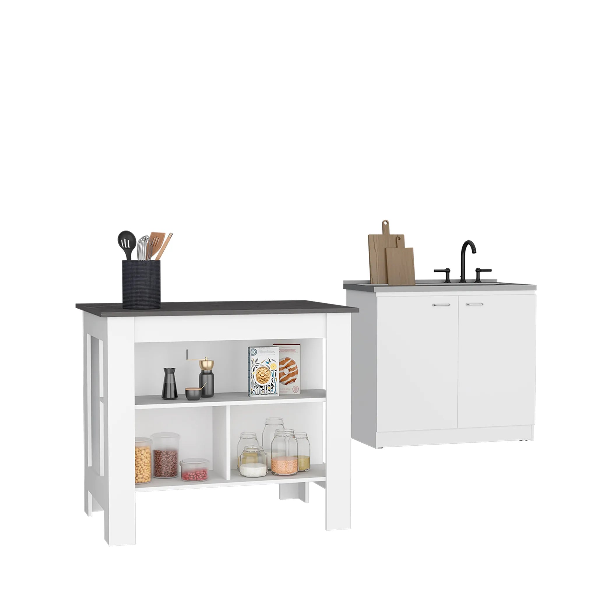 kitchen cala kitchen island + dishwasher cabinet- white / onix — view 3
