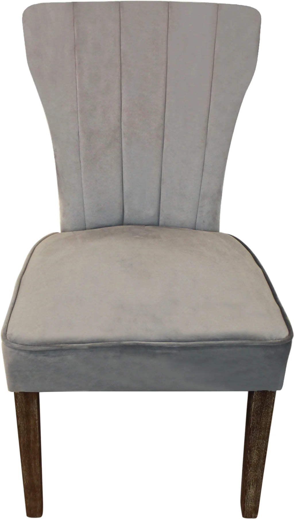 Set of Two Gray And Brown Upholstered Velvet Dining Parsons Chairs — view 3