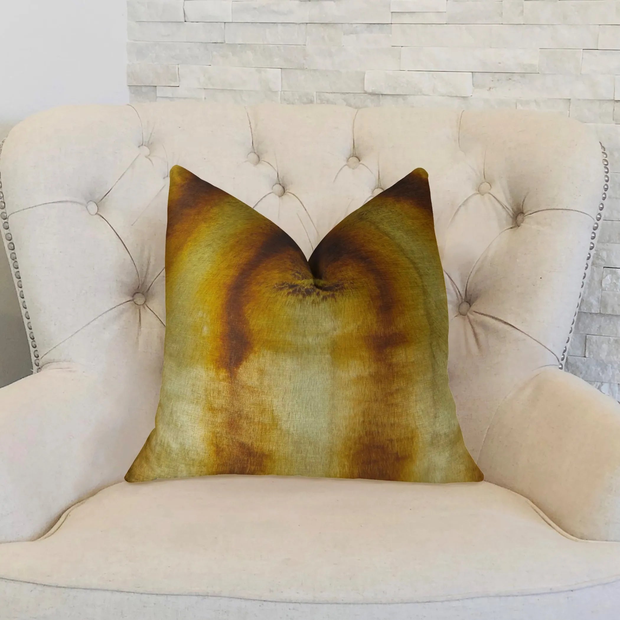Plutus Gleaming Chinchilla Gold Beige Brown Handmade Luxury Pillow — view 2