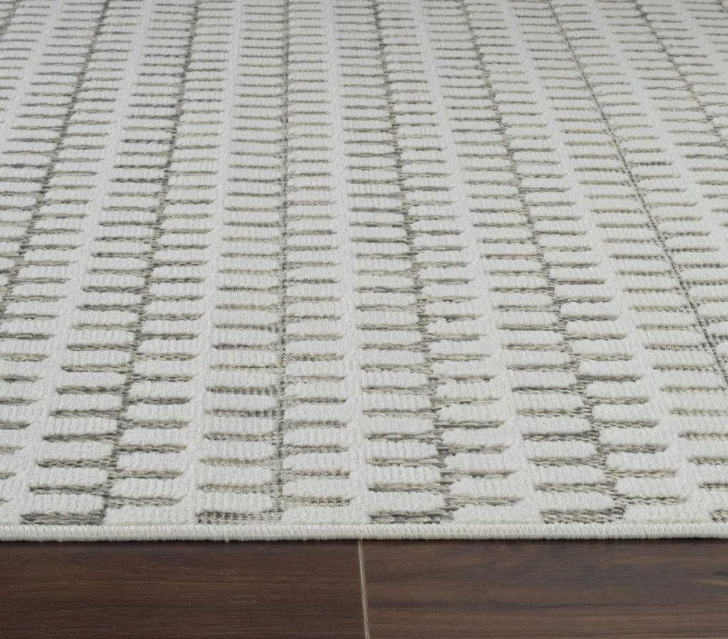 6′ X 9′ Cream and Beige Geometric Distressed Indoor Outdoor Area Rug — view 4