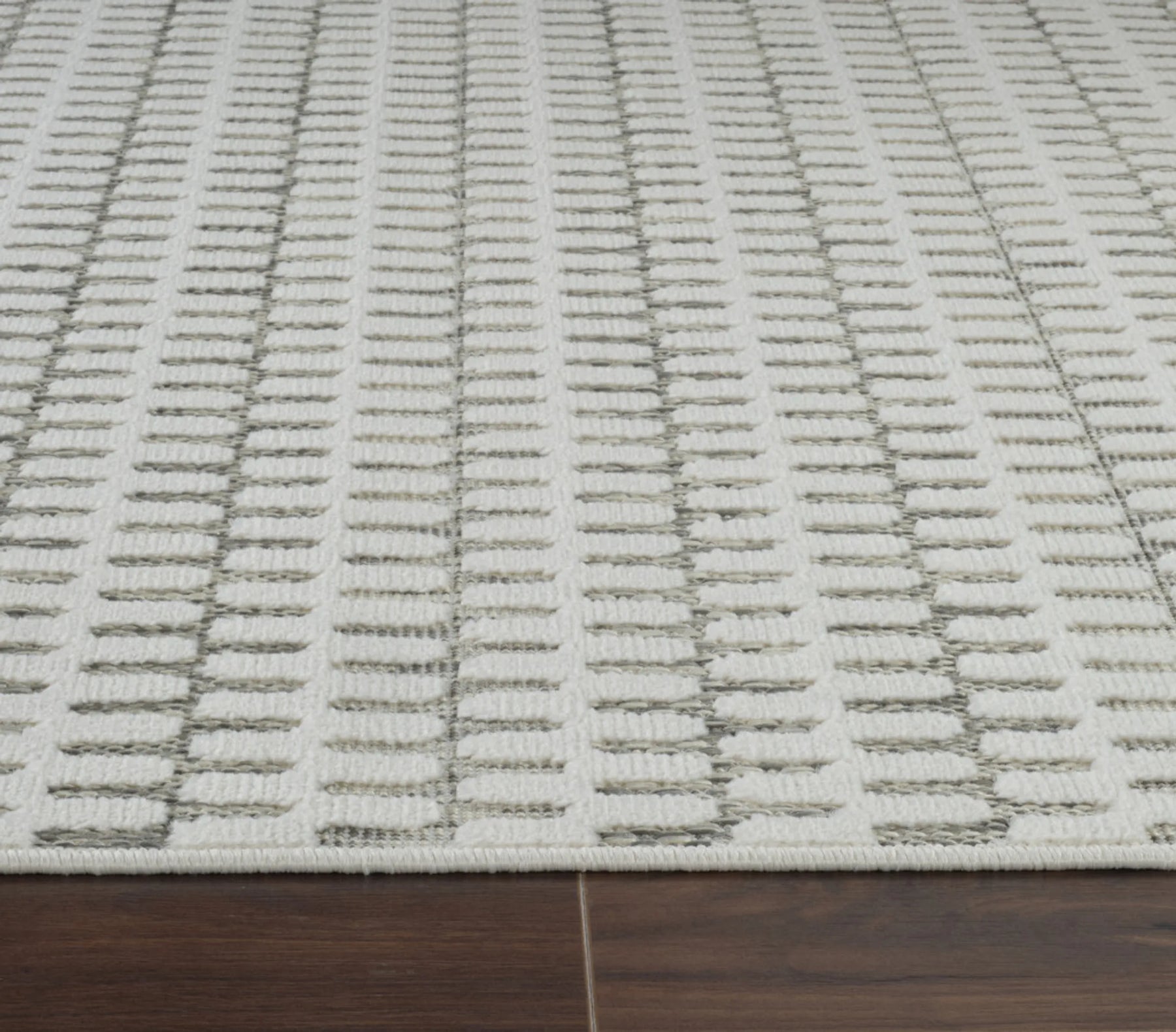 6′ X 9′ Cream and Beige Geometric Distressed Indoor Outdoor Area Rug — view 4