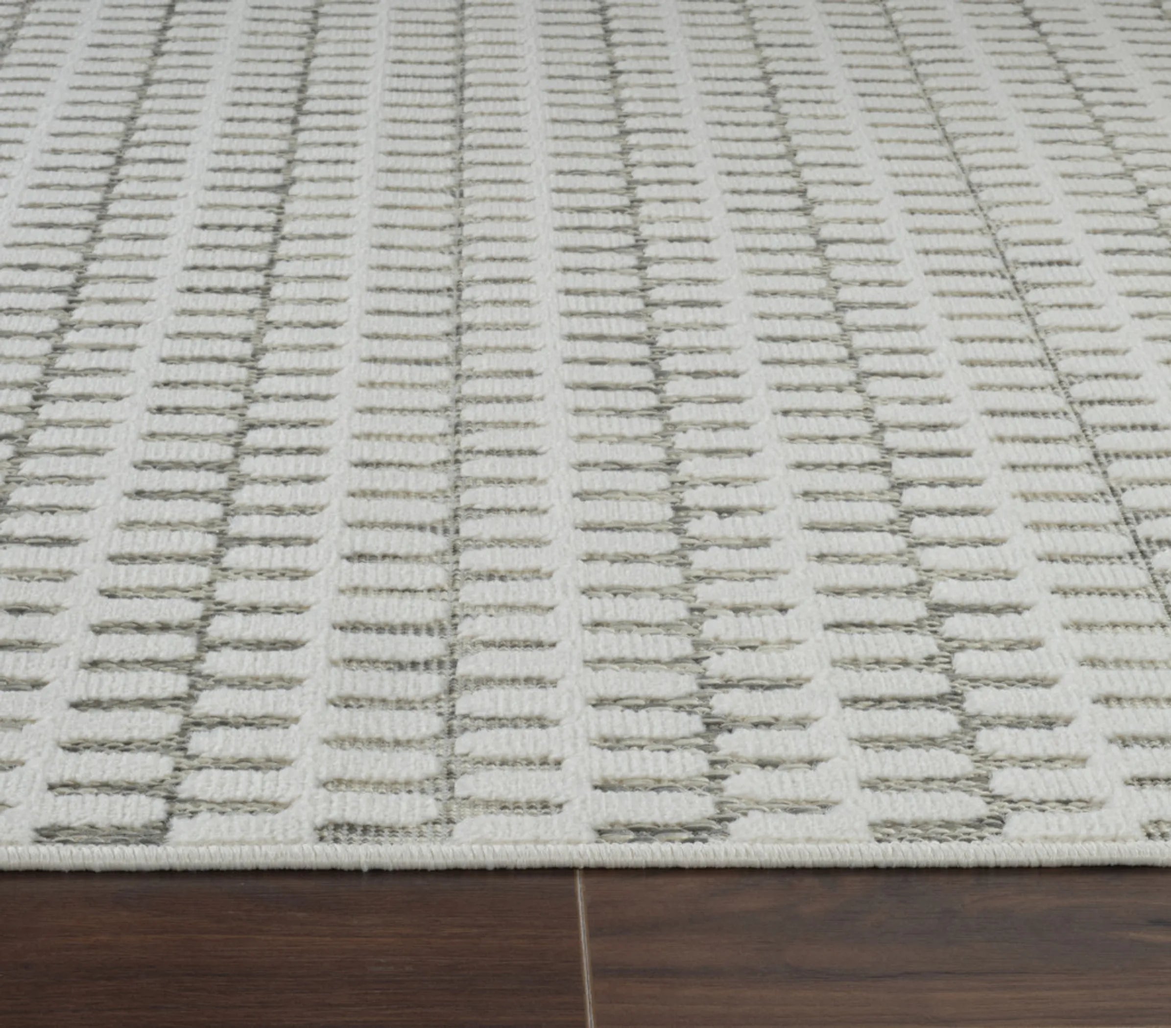 6′ X 9′ Cream and Beige Geometric Distressed Indoor Outdoor Area Rug — view 4