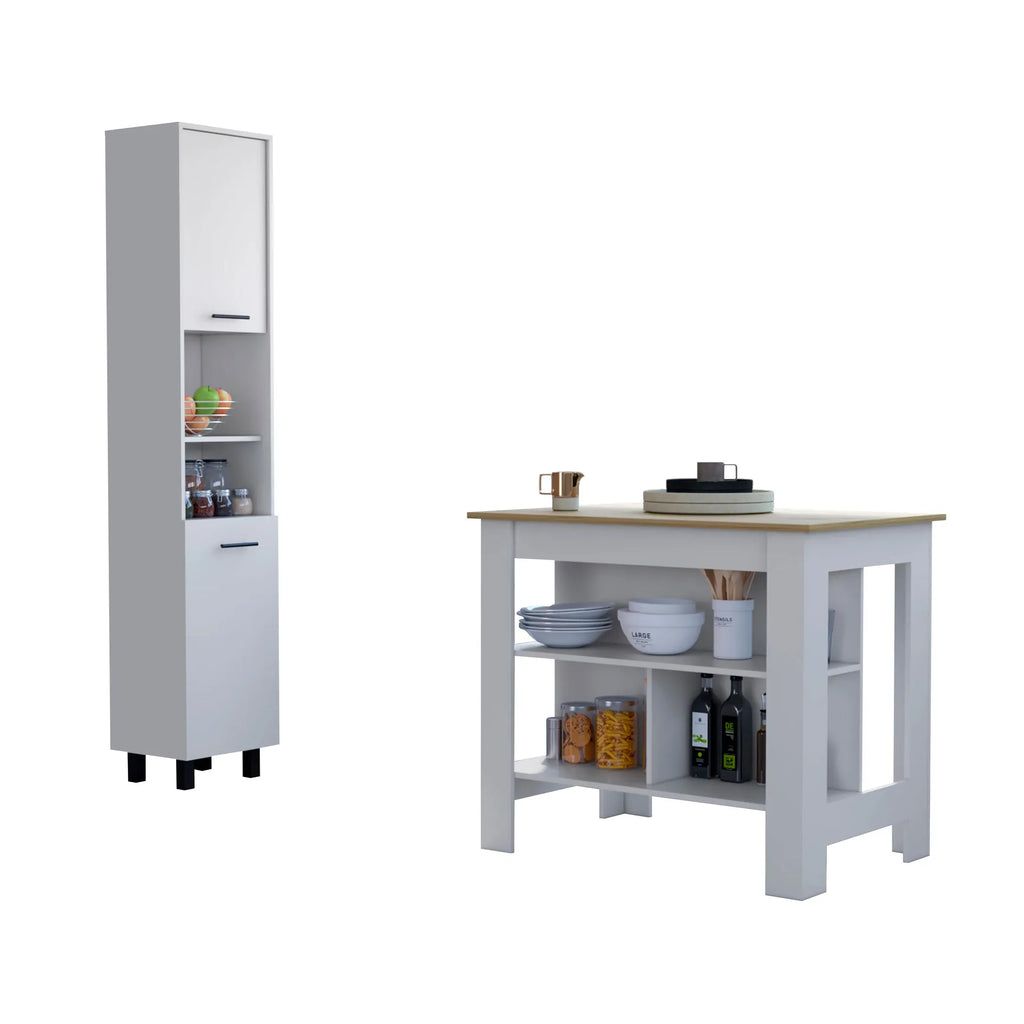 Houston 2 Piece Kitchen Set, Kitchen Island + Kitchen Pantry — view 2