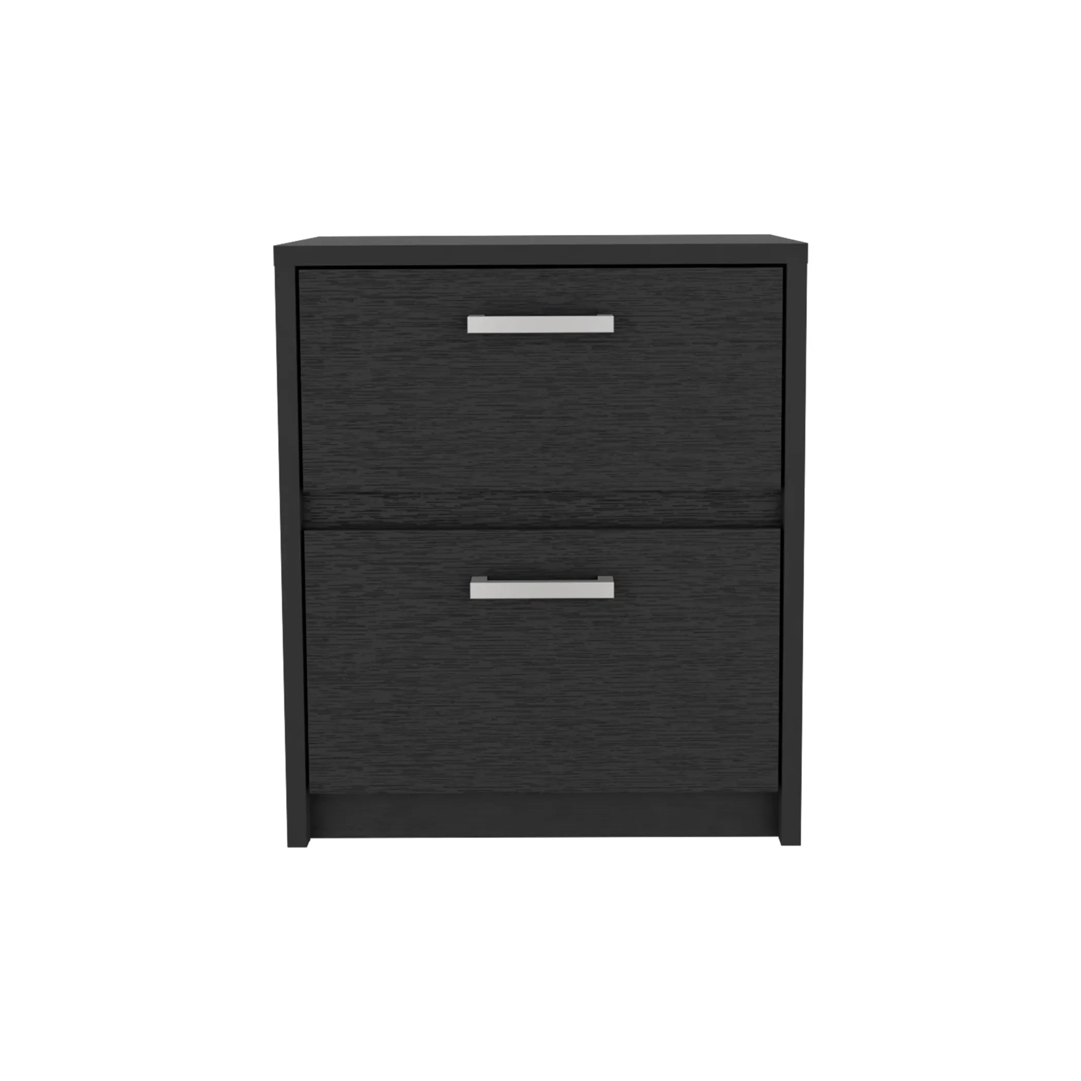 19″ Black Two Drawer Nightstand