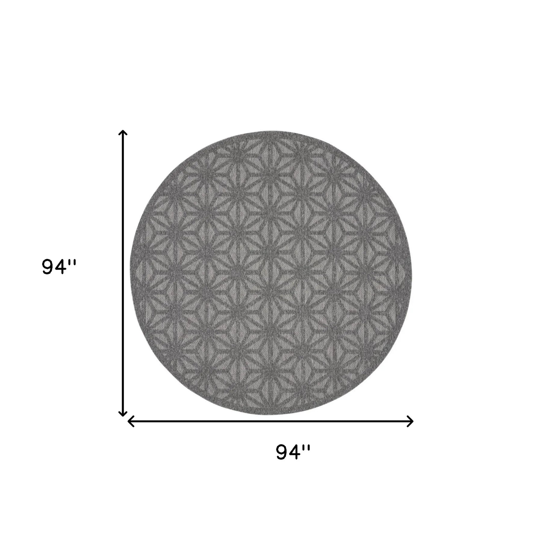 8′ Dark Gray And Light Gray Round Geometric Indoor Outdoor Area Rug — view 2