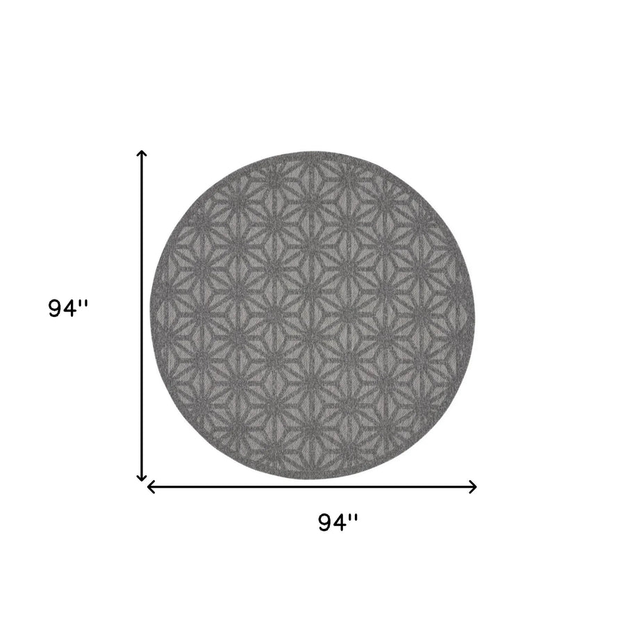 8′ Dark Gray And Light Gray Round Geometric Indoor Outdoor Area Rug — view 2