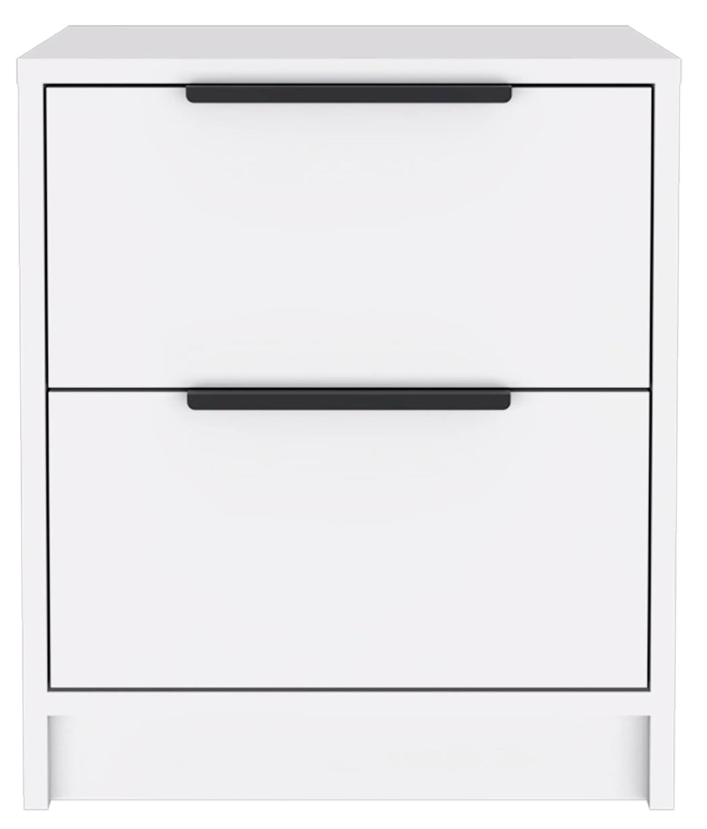 Stylish White Two Drawer Nightstand