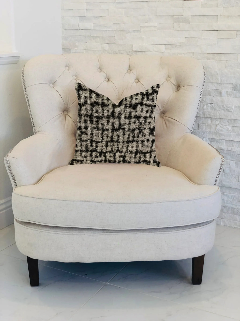 Plutus Modish Millie Luxury Throw Pillow in Black and Beige Tones — view 2