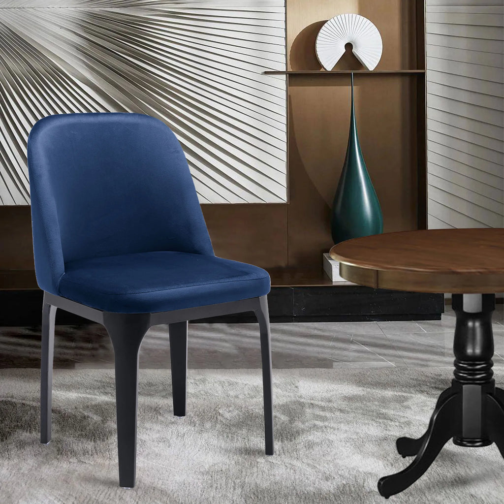 Blue And Black Velvet and Metal Dining Side Chair — view 3