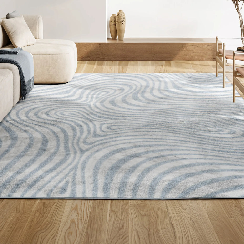 12′ X 15′ Light Blue And Ivory Abstract Indoor Outdoor Area Rug — view 4