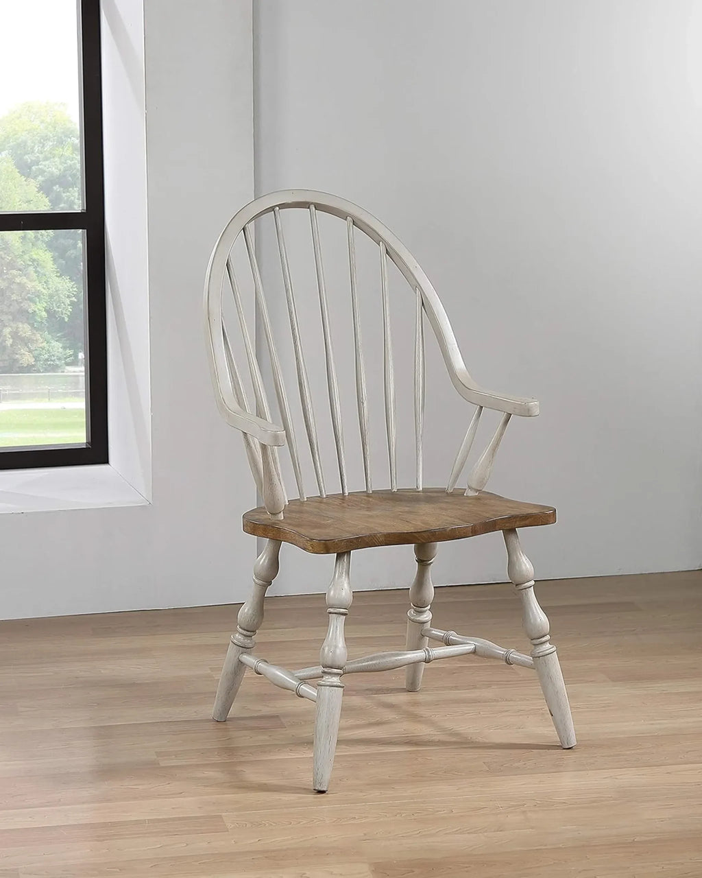 Sunset Trading Country Grove Windsor Spindleback Dining Chair with Arms | Fully Assembled Kitchen Armchair| Modern Farmhouse…
