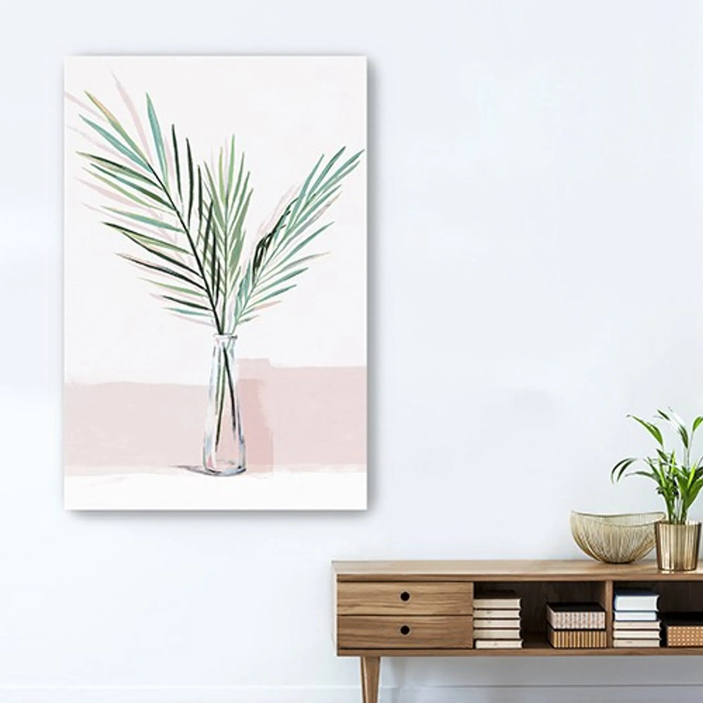 Pretty Green Foliage Pink Unframed Print Wall Art — view 4