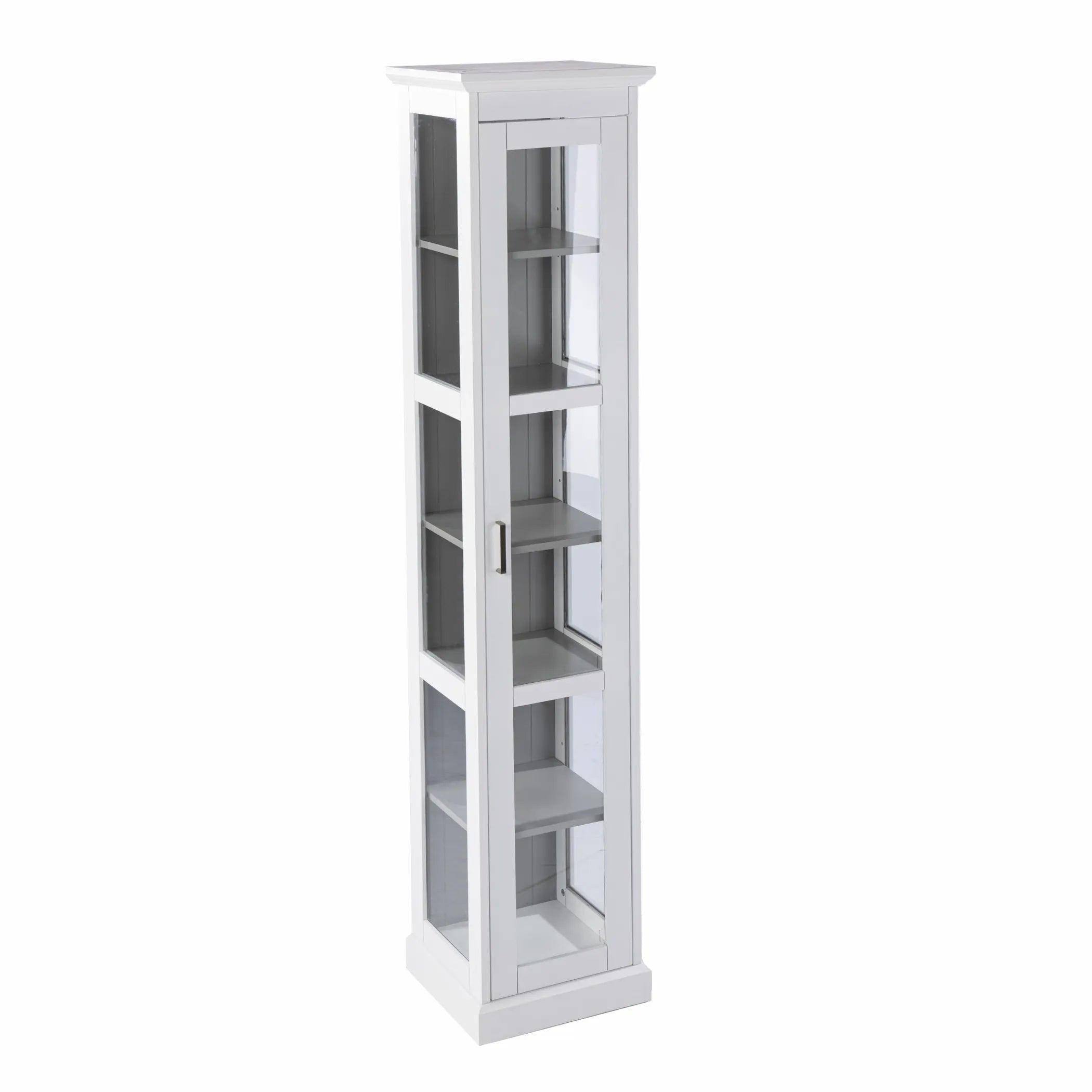 White Cornice Molding Curio with Glass Door — view 2