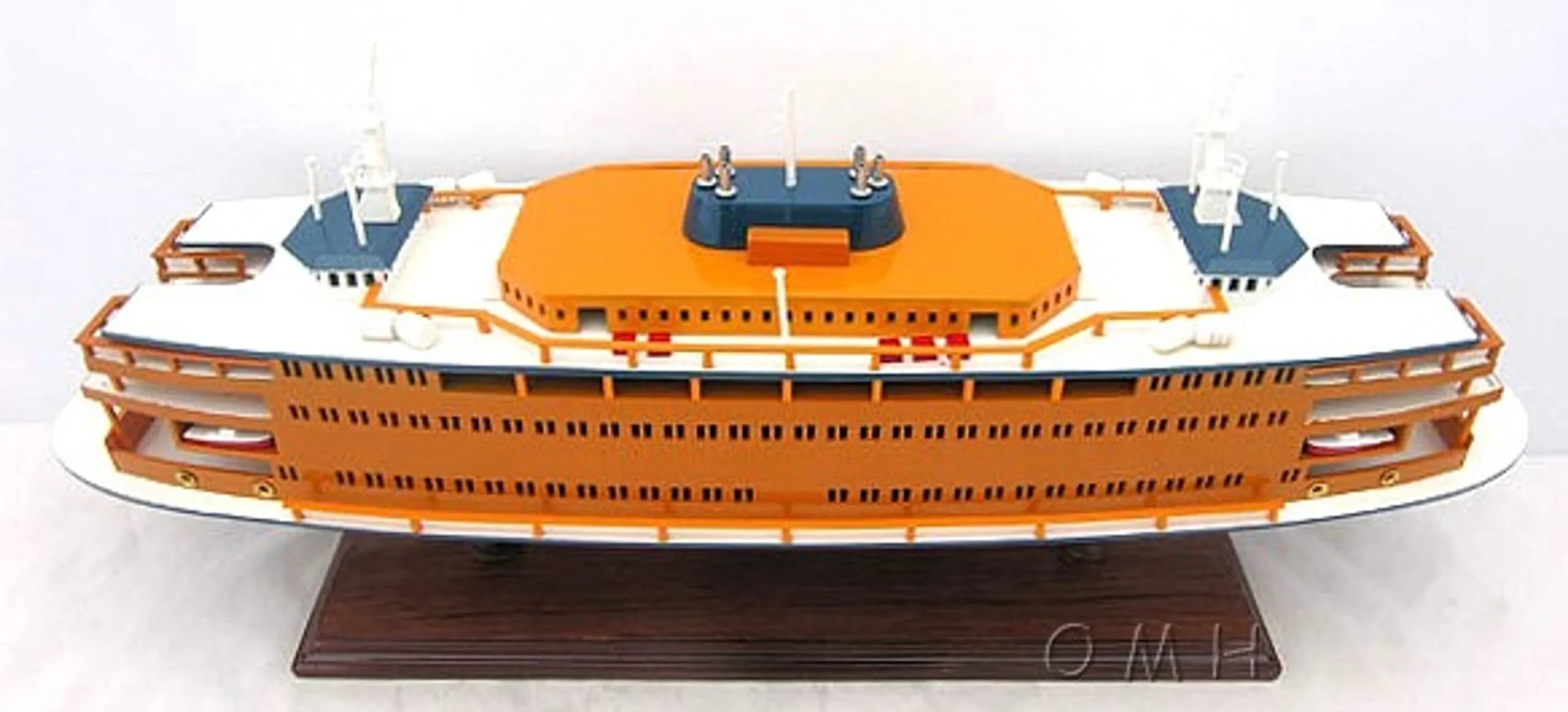 11″ Maroon Staten Island Ferry Boat Hand Painted Decorative Boat — view 3