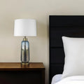 31″ Steel Blue Glass Table Lamp With White Empire Shade