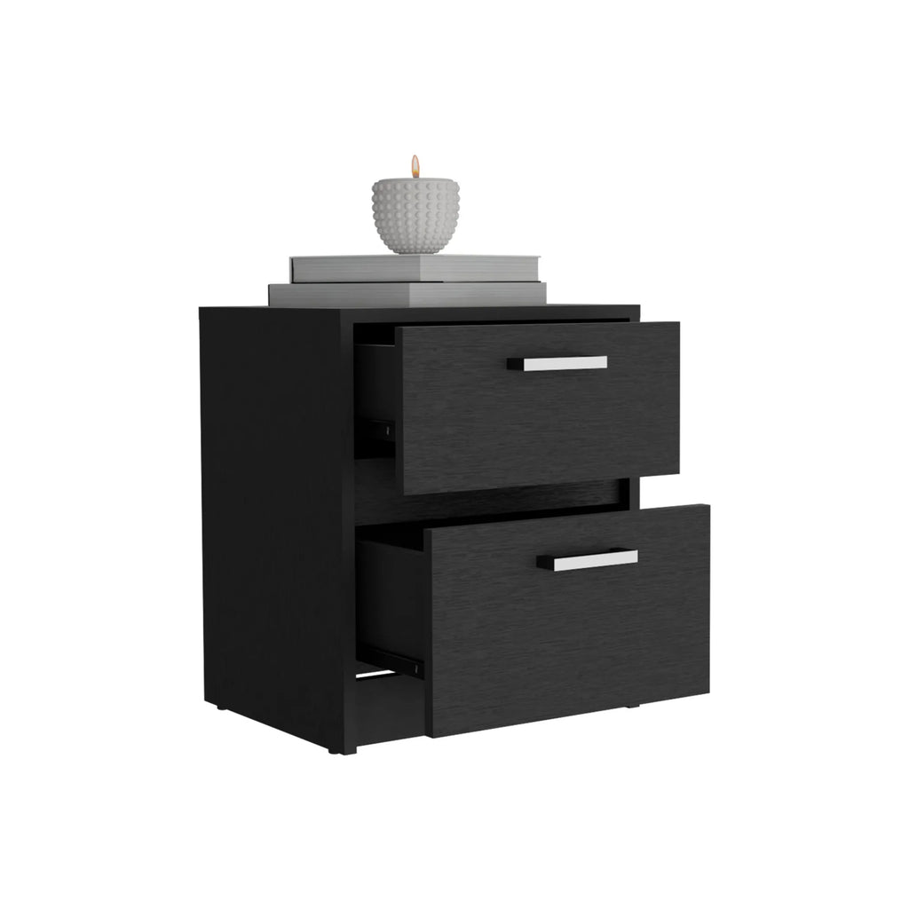 19″ Black Two Drawer Nightstand — view 4