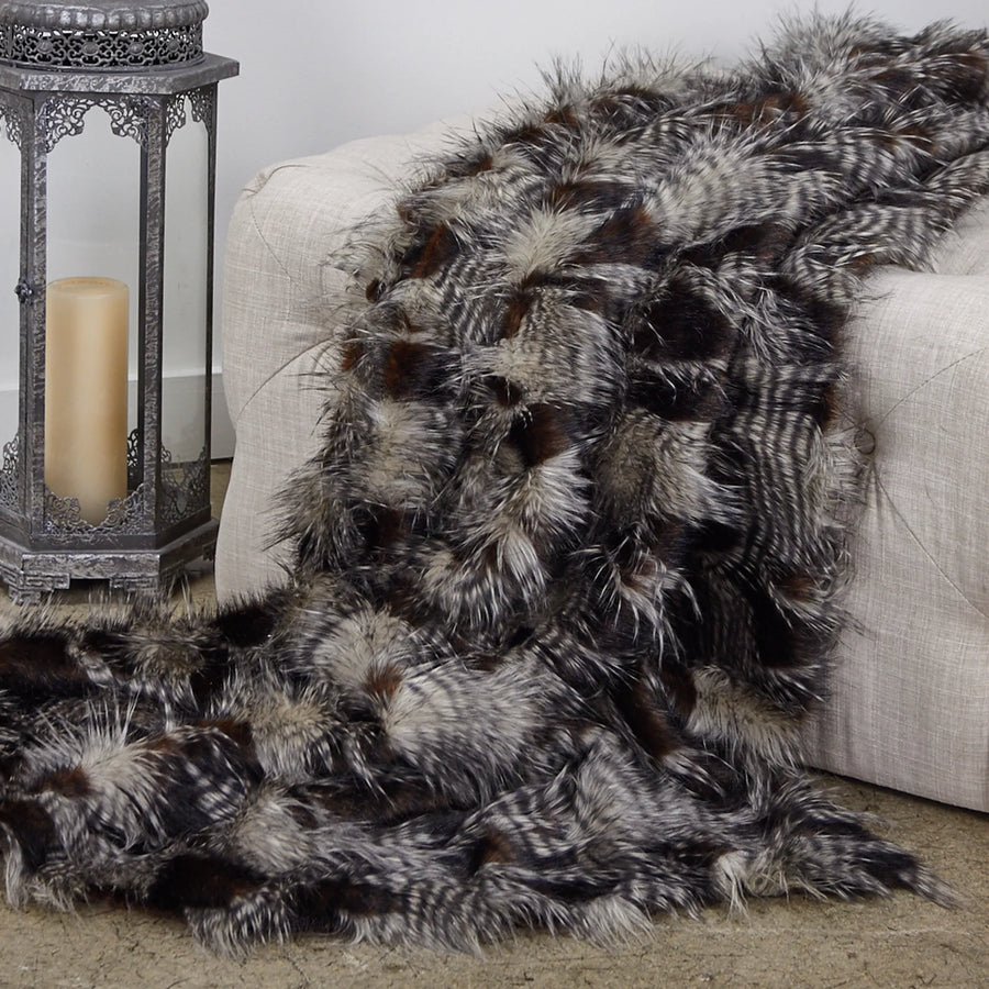 Plutus Porcupine Dark Brown and Beige Faux Fur Luxury Throw — view 2
