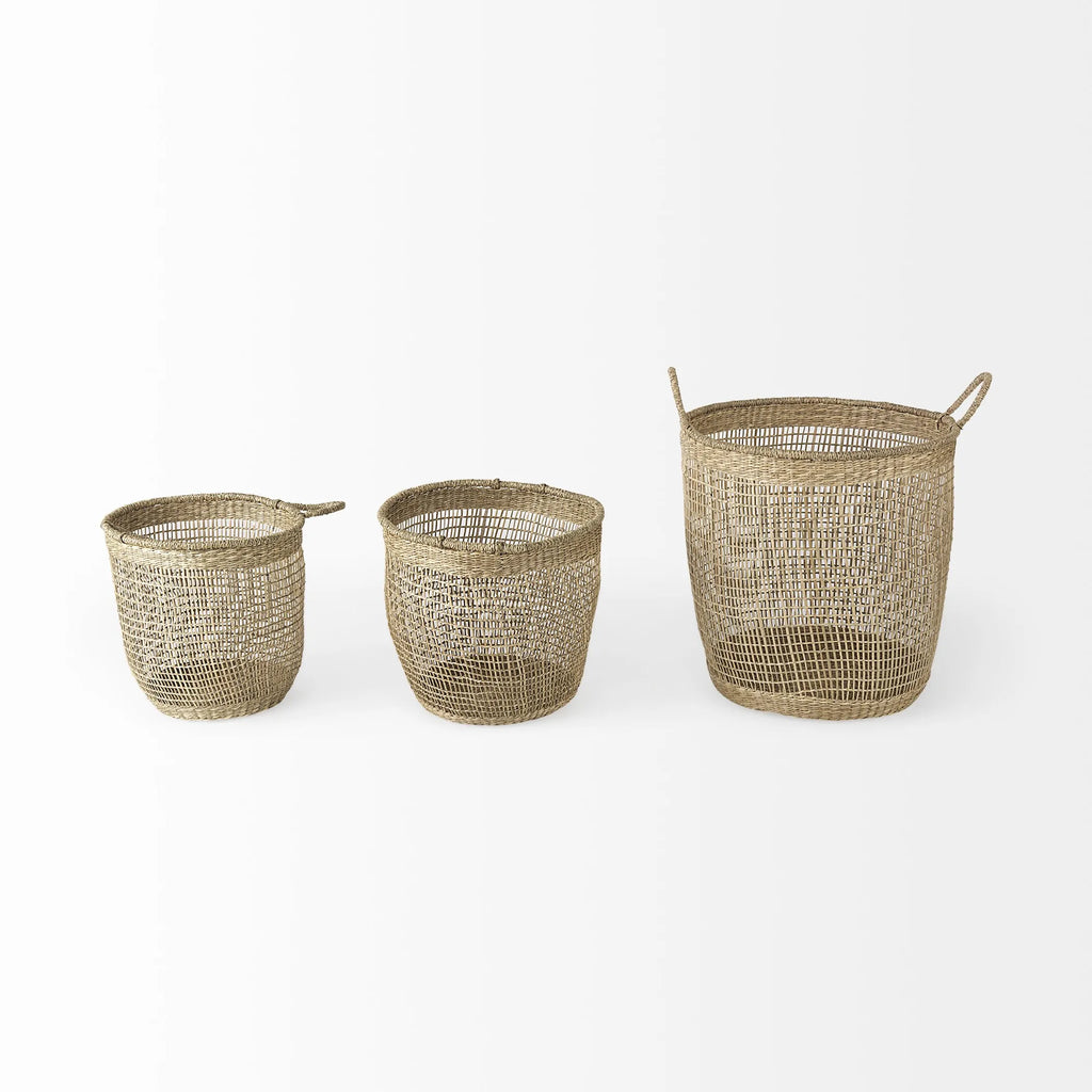 Set of Three 20″ Natural Wicker Basket — view 4