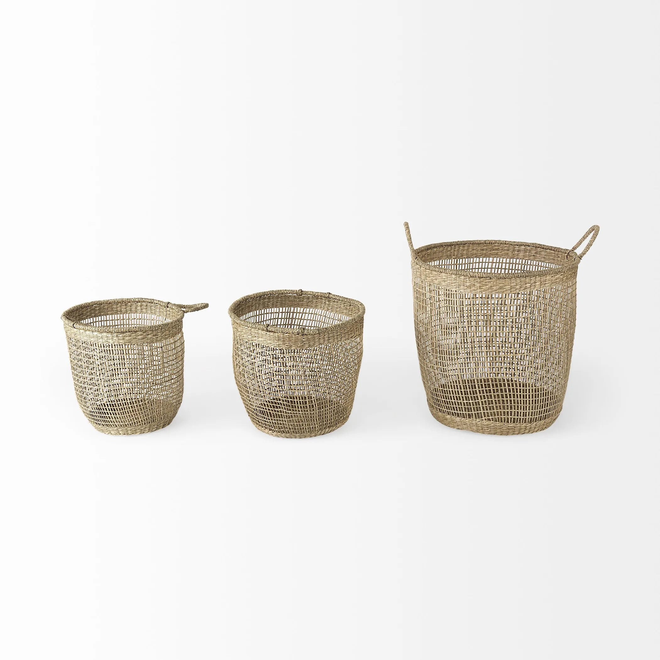 Set of Three 20″ Natural Wicker Basket — view 4