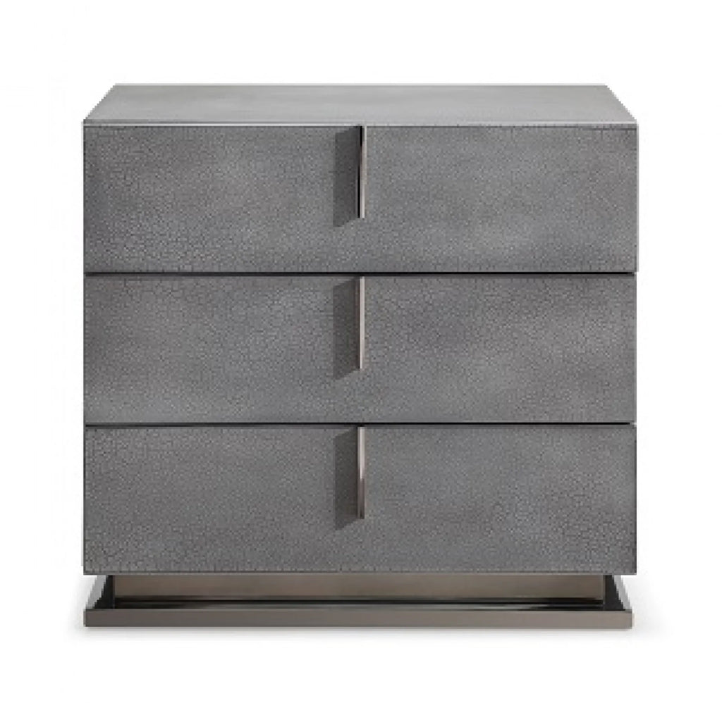 22″ Gray Crackle Finish Three Drawer Nightstand — view 2