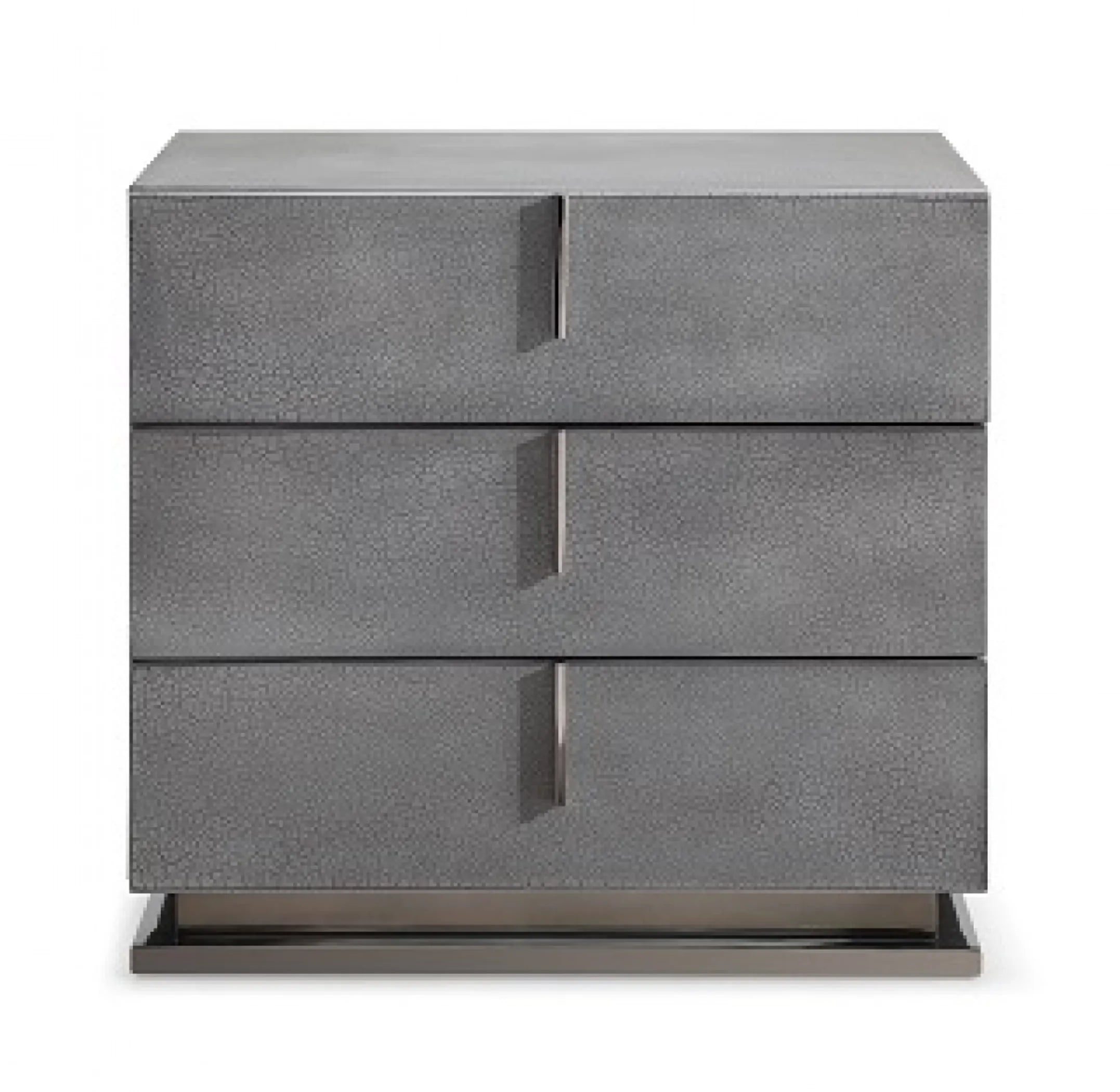 22″ Gray Crackle Finish Three Drawer Nightstand — view 2