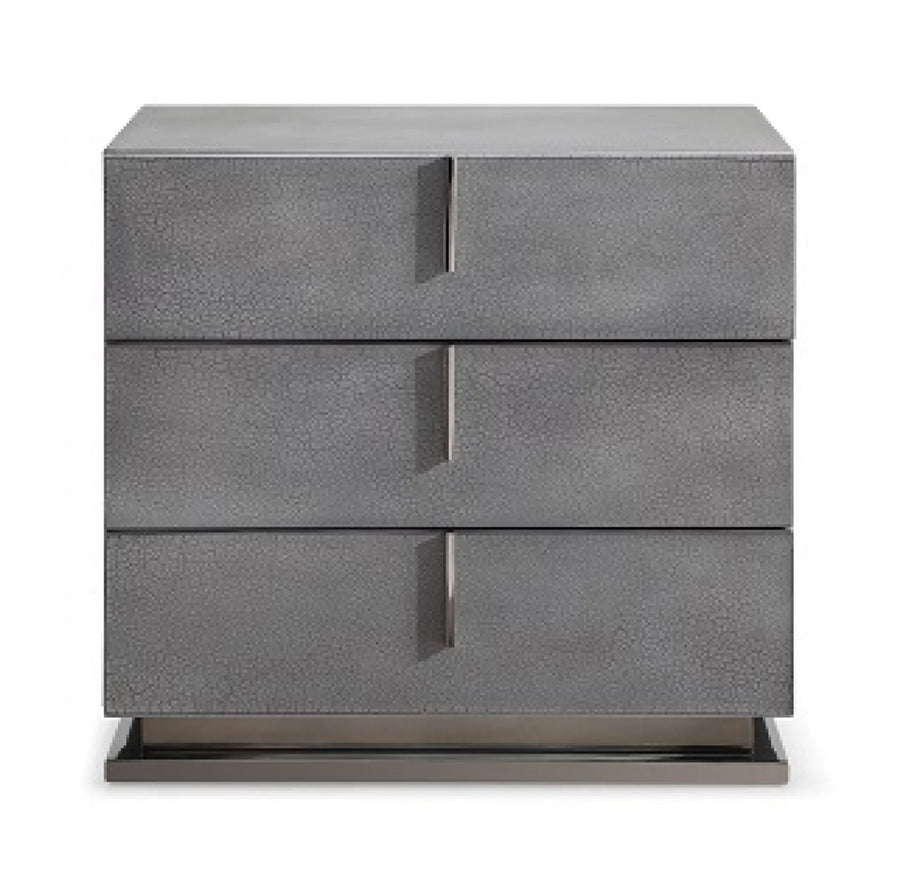 22″ Gray Crackle Finish Three Drawer Nightstand — view 2
