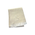 Herringbone Cotton Blend S Initial Throw Blanket with Tassels And Embroidery