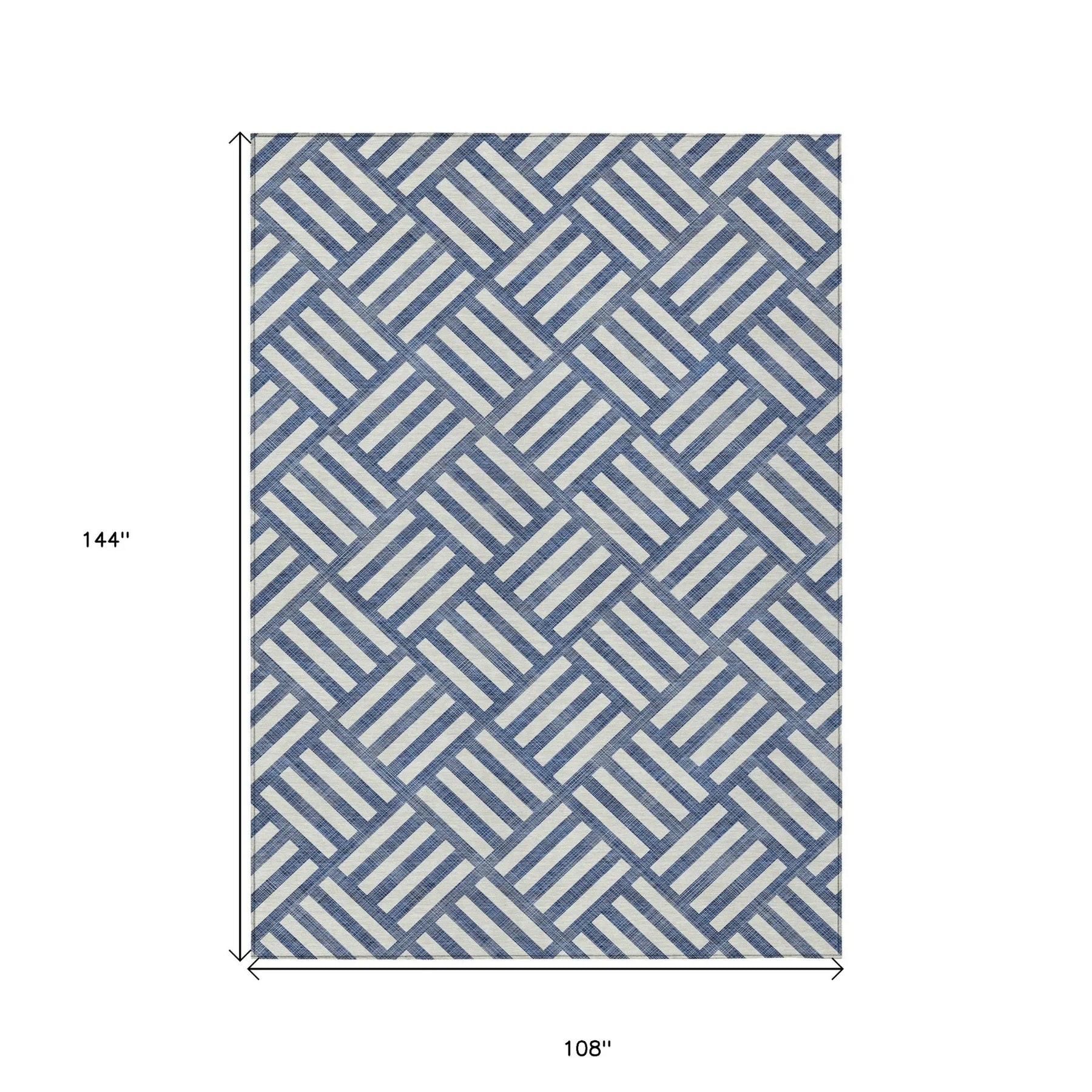9′ X 12′ Navy Blue And Ivory Geometric Washable Indoor Outdoor Area Rug — view 3