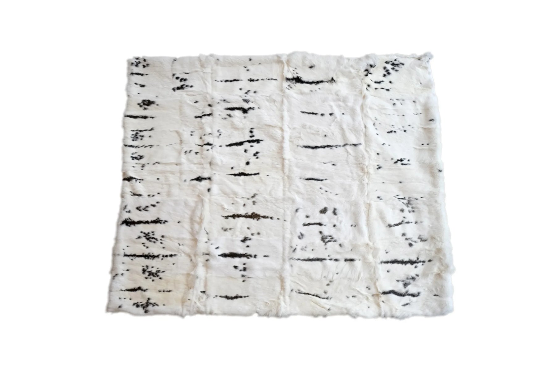 50″ X 60″ Black And White Rabbit Fur Plush Throw Blanket