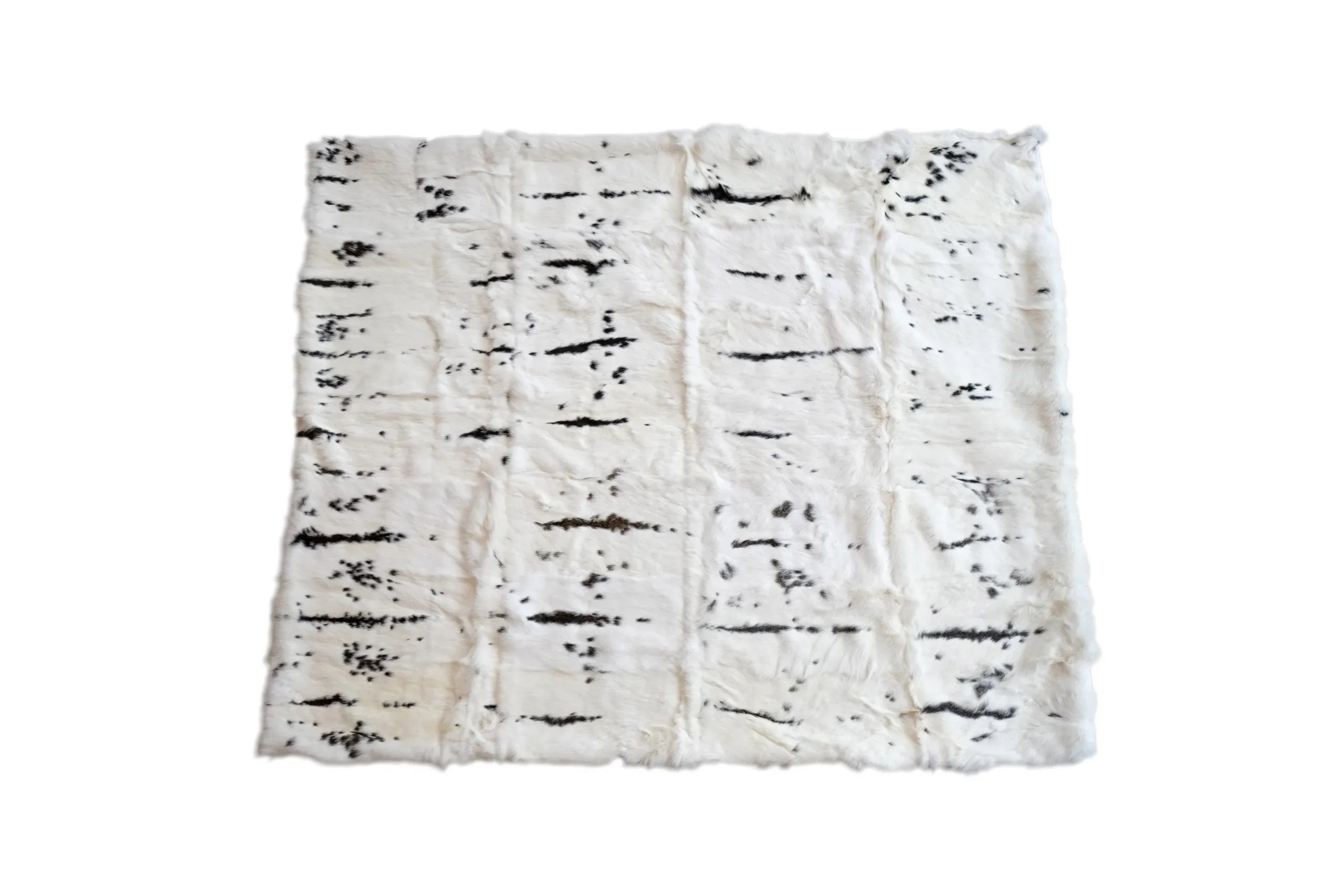 50″ X 60″ Black And White Rabbit Fur Plush Throw Blanket