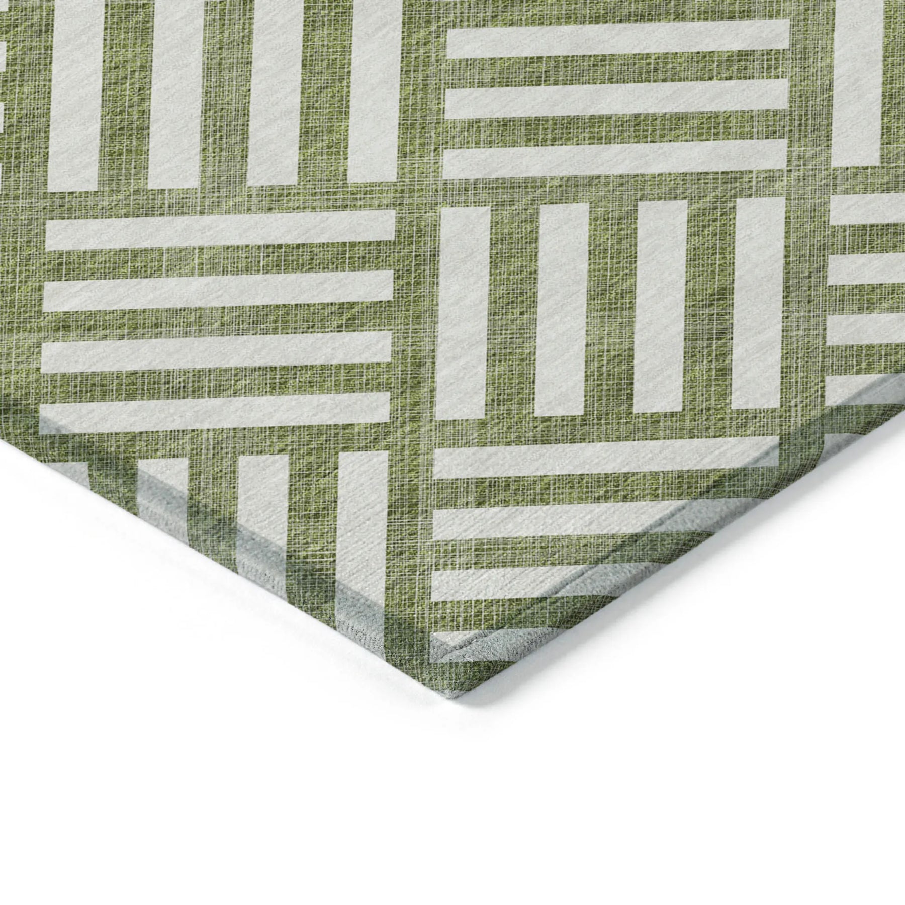 10′ X 14′ Olive Green And Ivory Geometric Washable Indoor Outdoor Area Rug — view 4