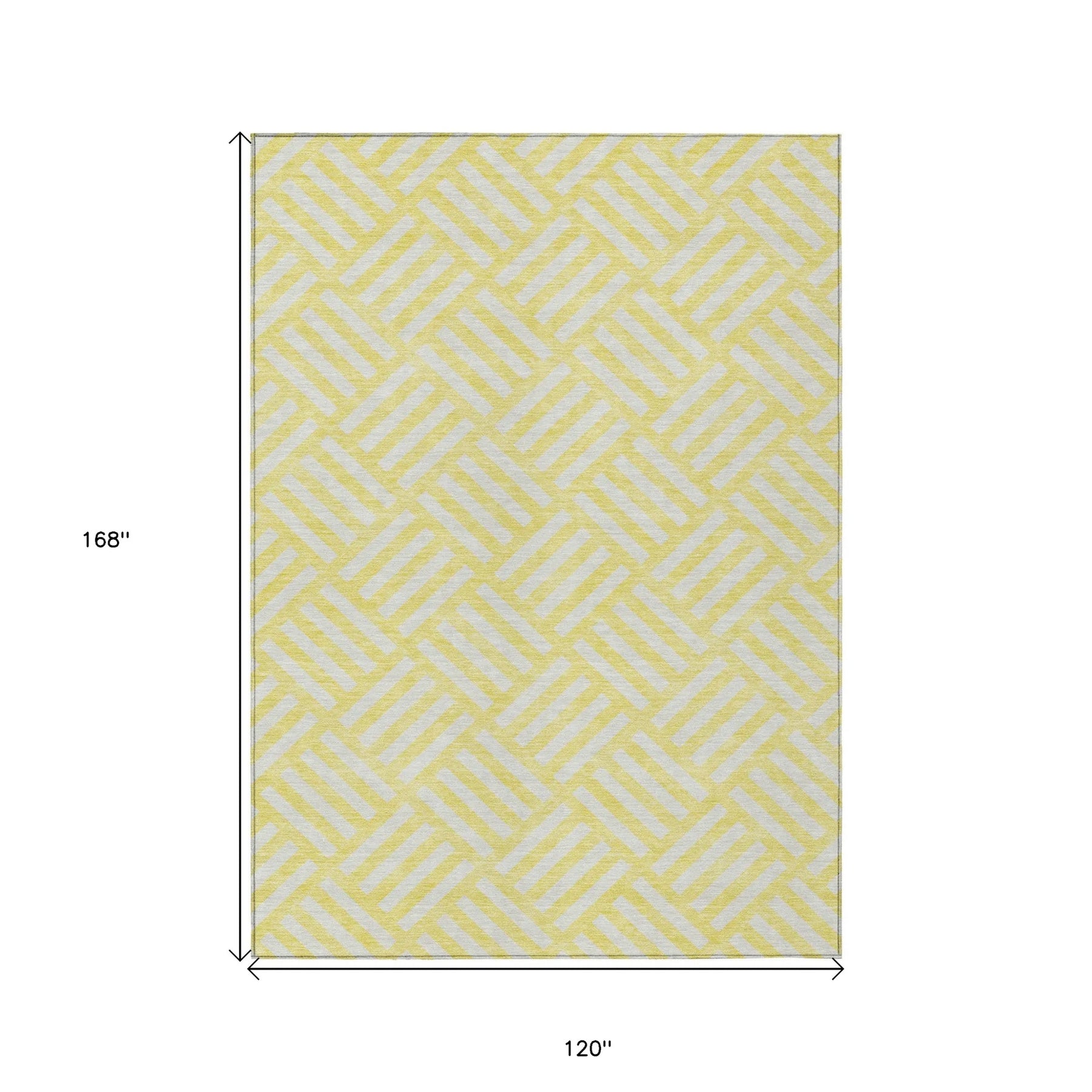 10′ X 14′ Yellow And Ivory Geometric Washable Indoor Outdoor Area Rug — view 3