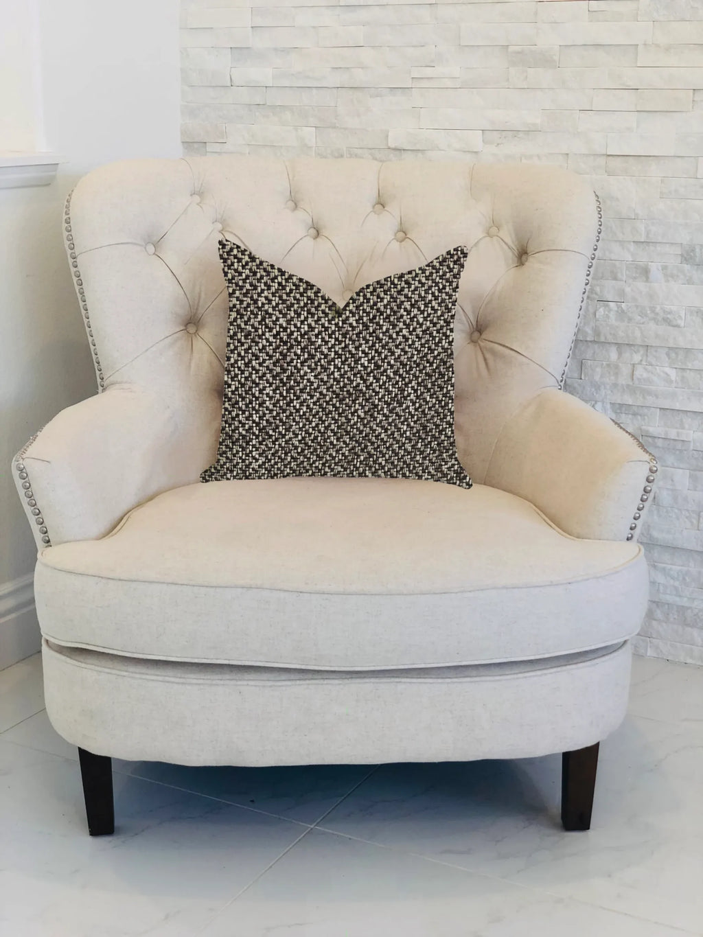 Plutus Salt and Pepper Luxury Throw Pillow in Grey and Black Tones — view 2