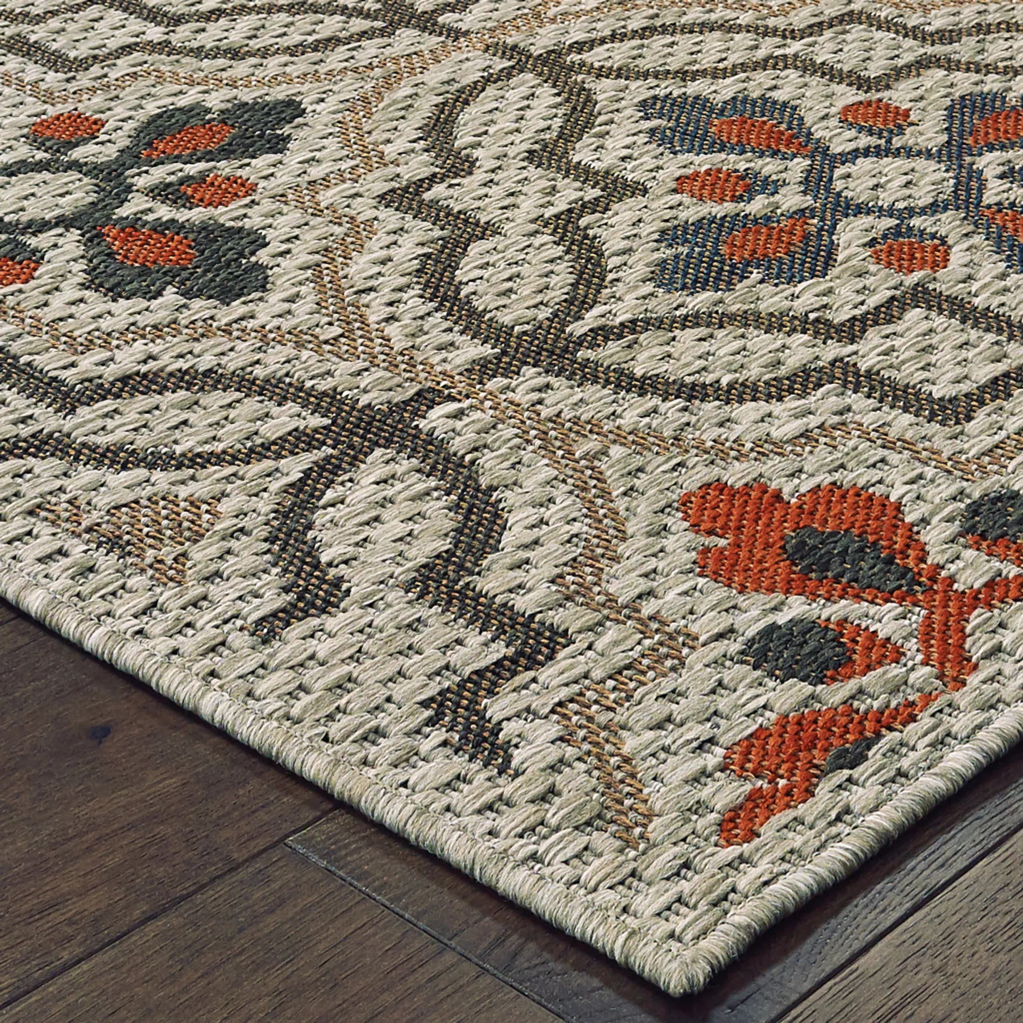 8′ x 10′ Gray Geometric Stain Resistant Indoor Outdoor Area Rug — view 3