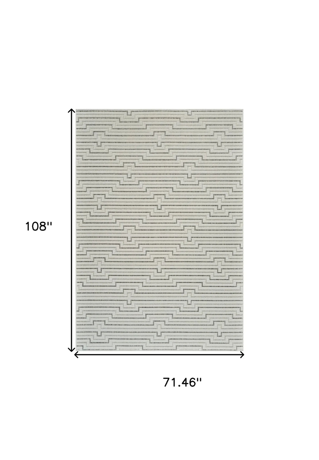 6′ X 9′ Cream and Beige Geometric Distressed Indoor Outdoor Area Rug — view 3