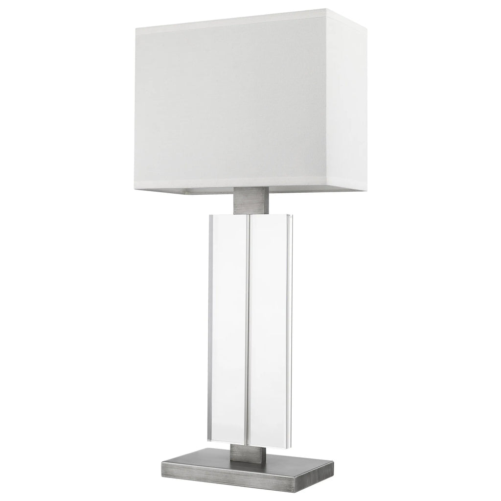 31″ Silver Metal and Acrylic Buffet Lamp With White Shade — view 3