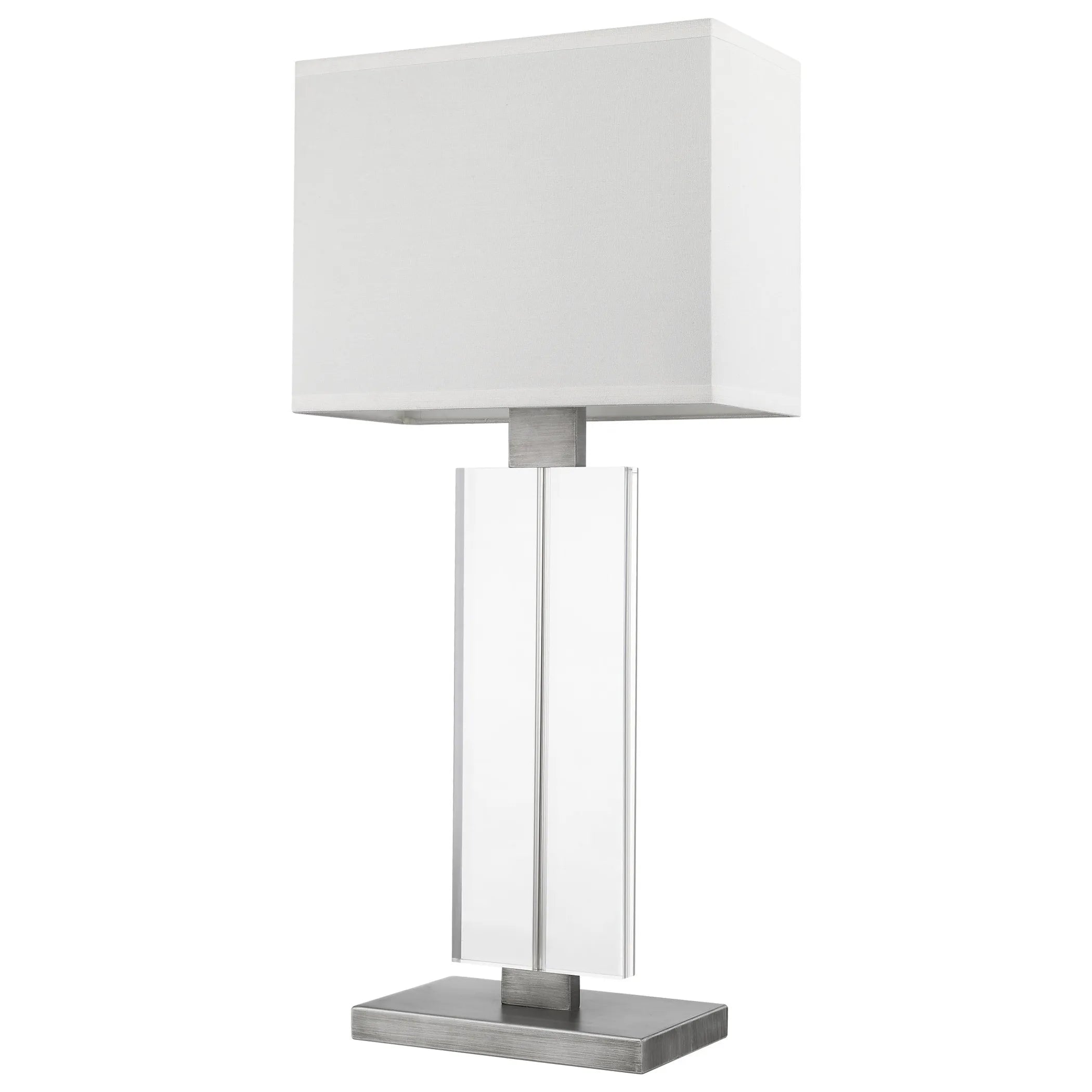 31″ Silver Metal and Acrylic Buffet Lamp With White Shade — view 3