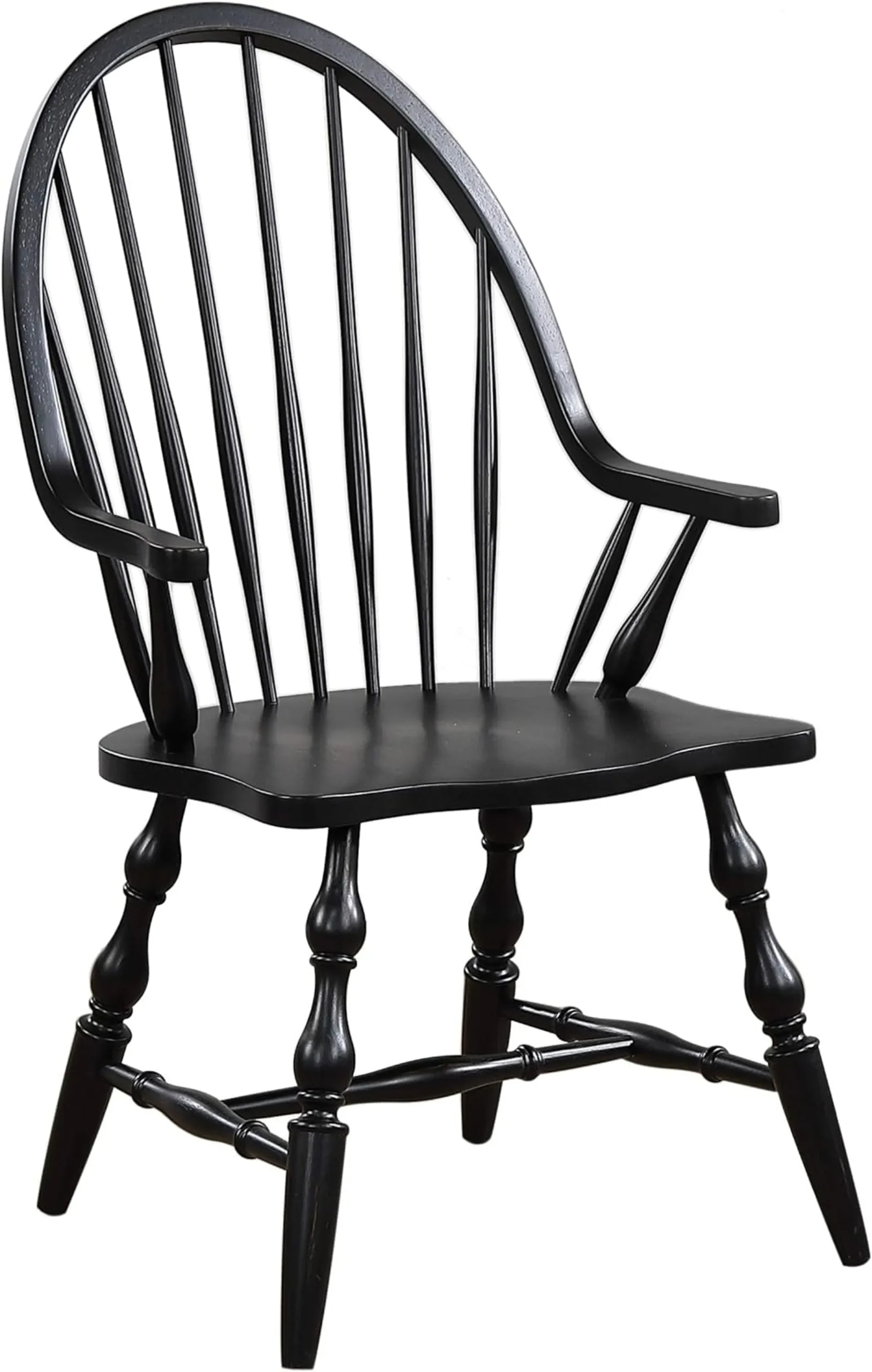 Sunset Trading Black Cherry Selections Windsor Spindleback Dining Chair with Arms | Fully Assembled Kitchen Armchair| Modern…